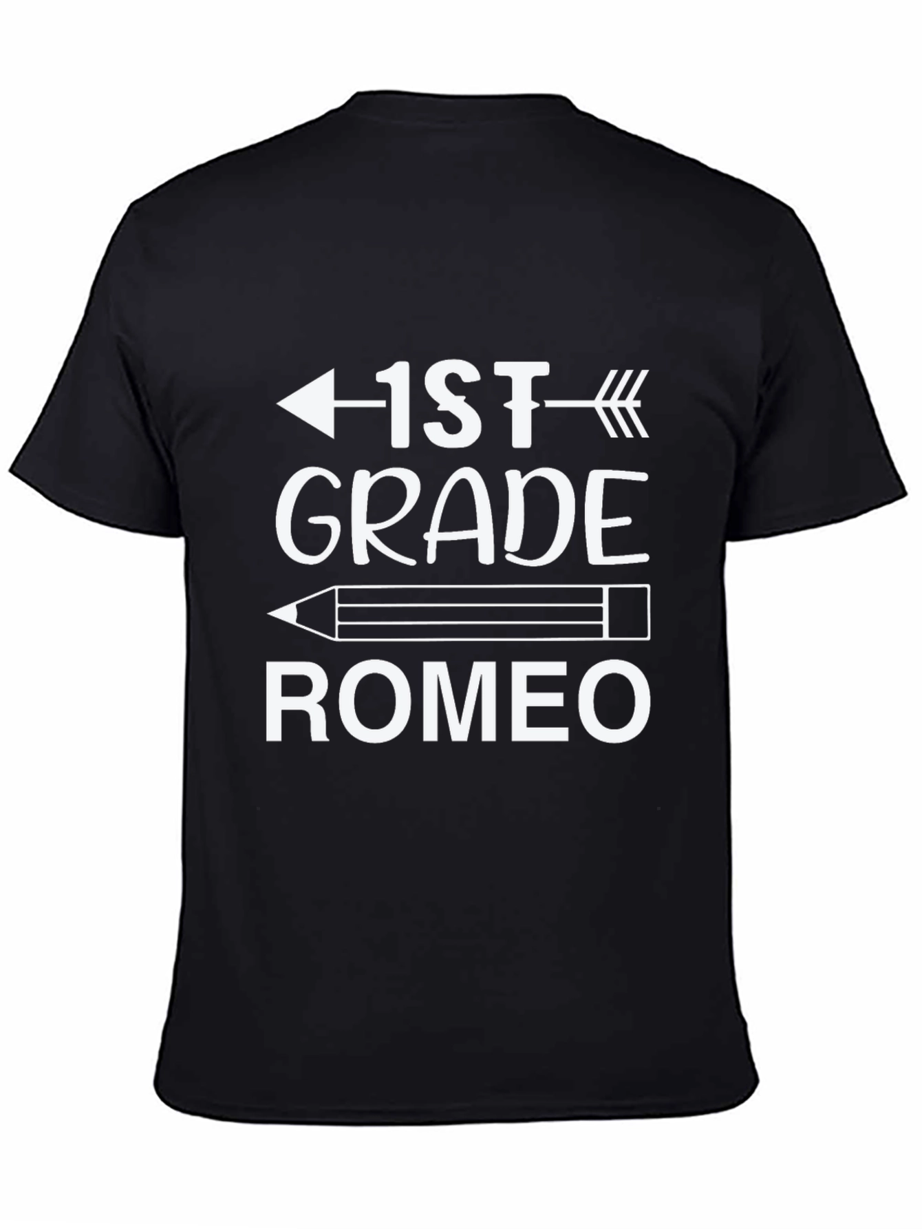 1st Grade Romeo Back to School Black T-Shirt