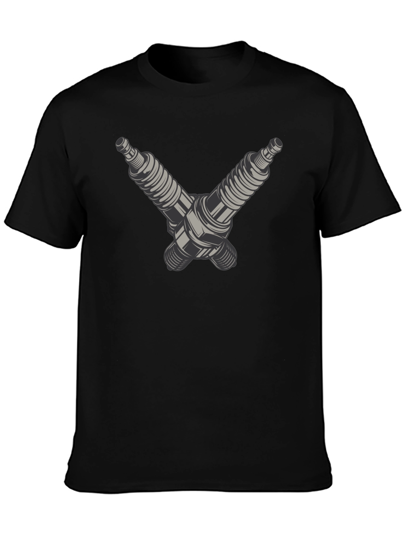 Spark Plug Crossed Graphic Tee - Black