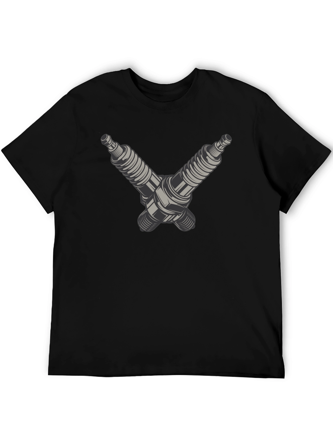 Spark Plug Crossed Graphic Tee - Black