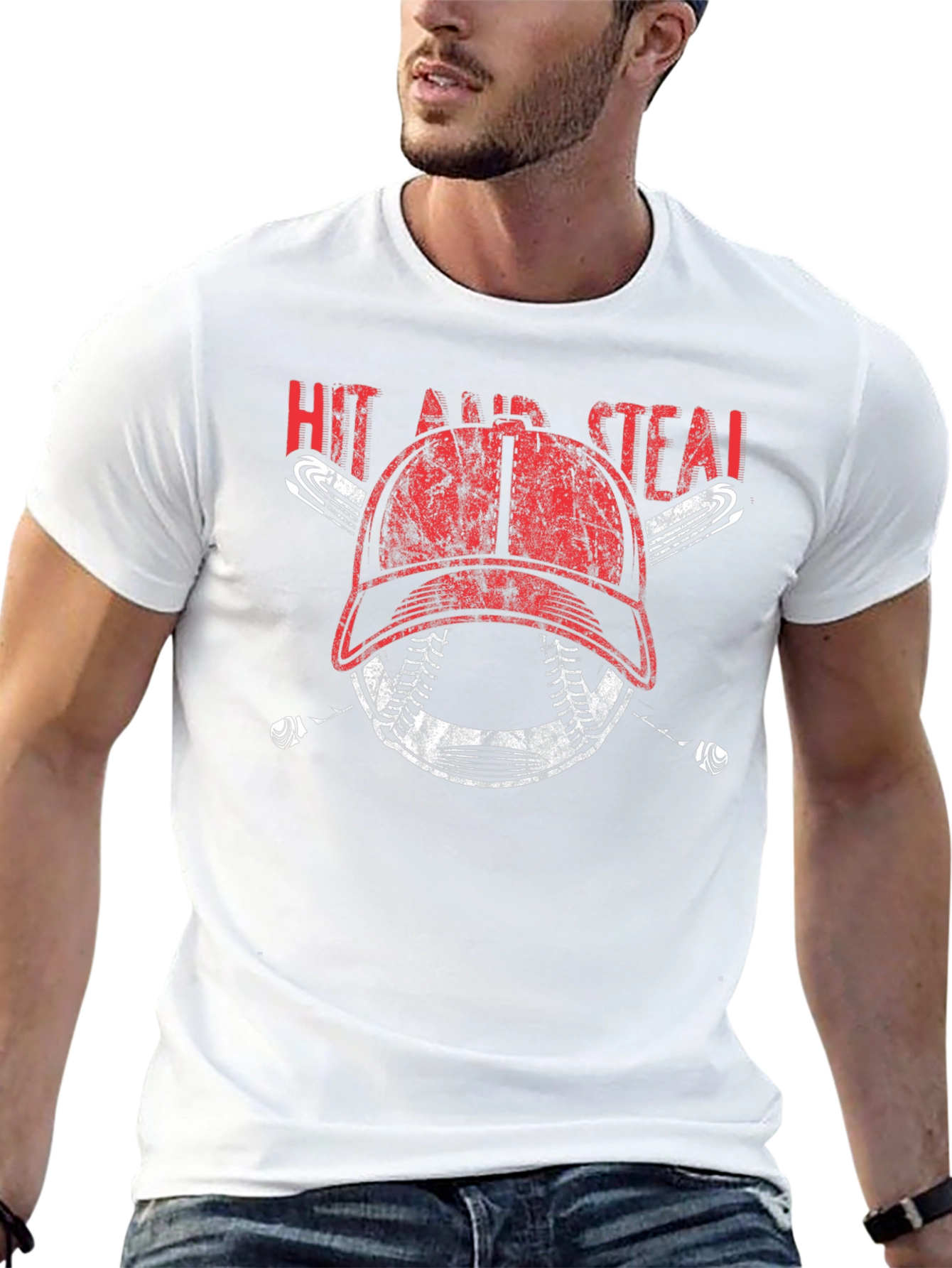 Hit and Steal Baseball Graphic T-Shirt