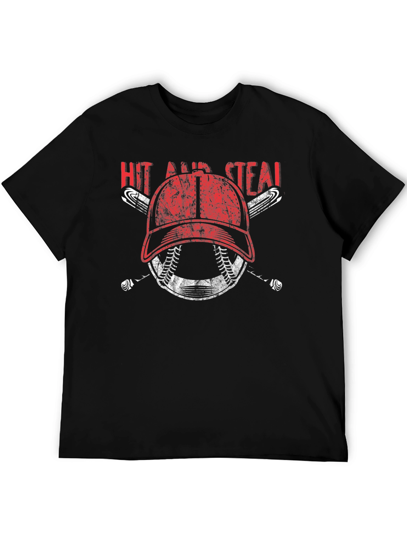 Hit and Steal Baseball Graphic T-Shirt