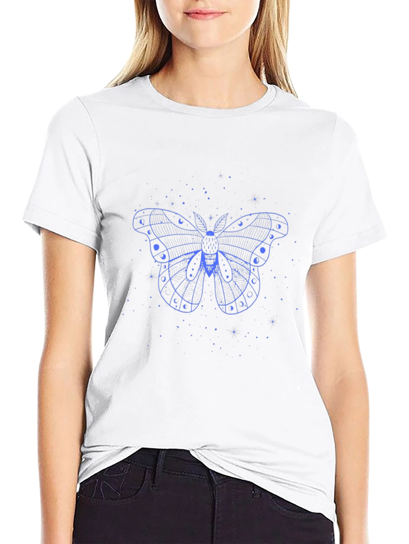 Moth Moon Phases Black T-Shirt