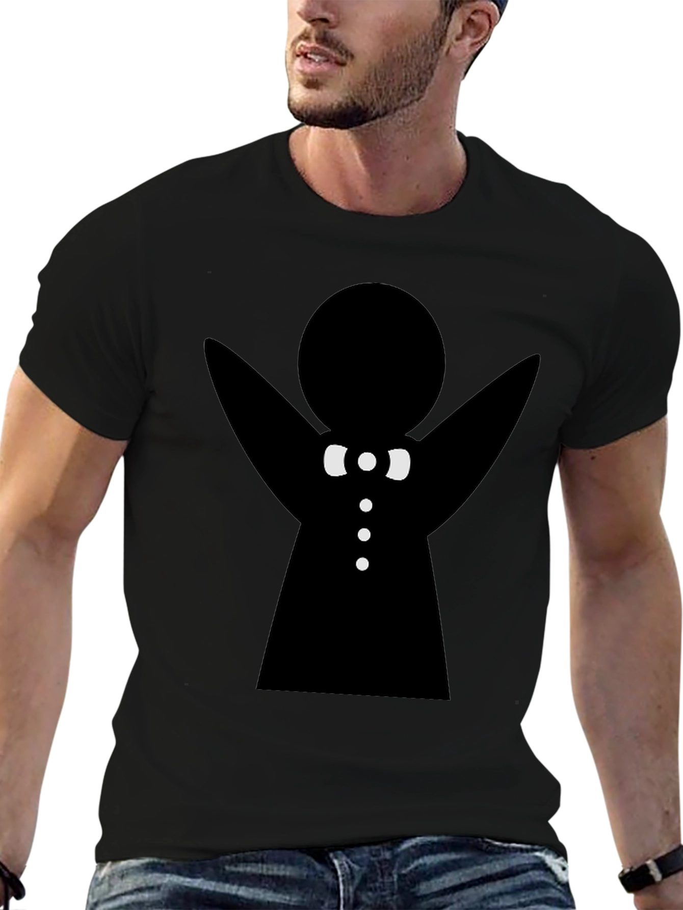 Gingerbread Man Graphic Tee - Black Cotton T-Shirt