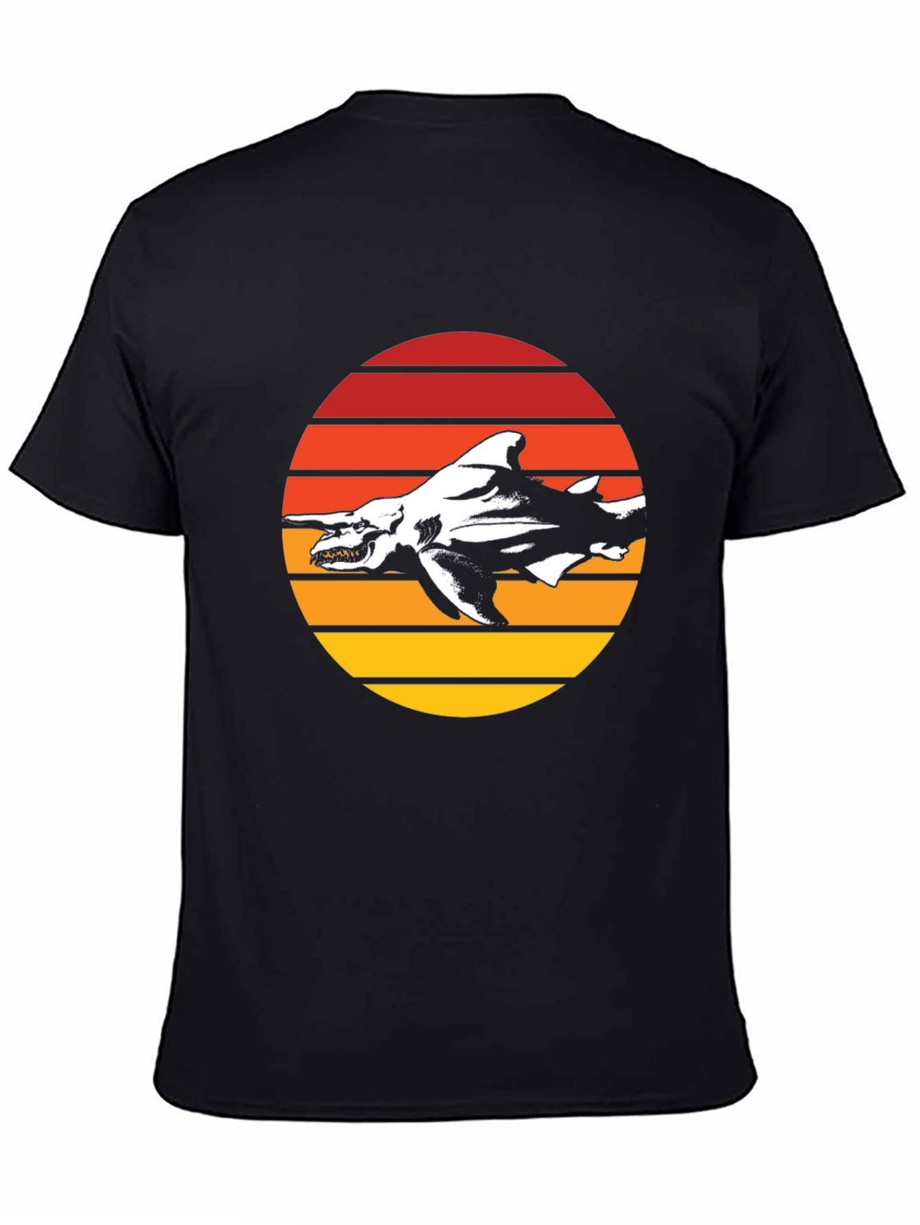 Retro Shark Graphic T-Shirt - Black