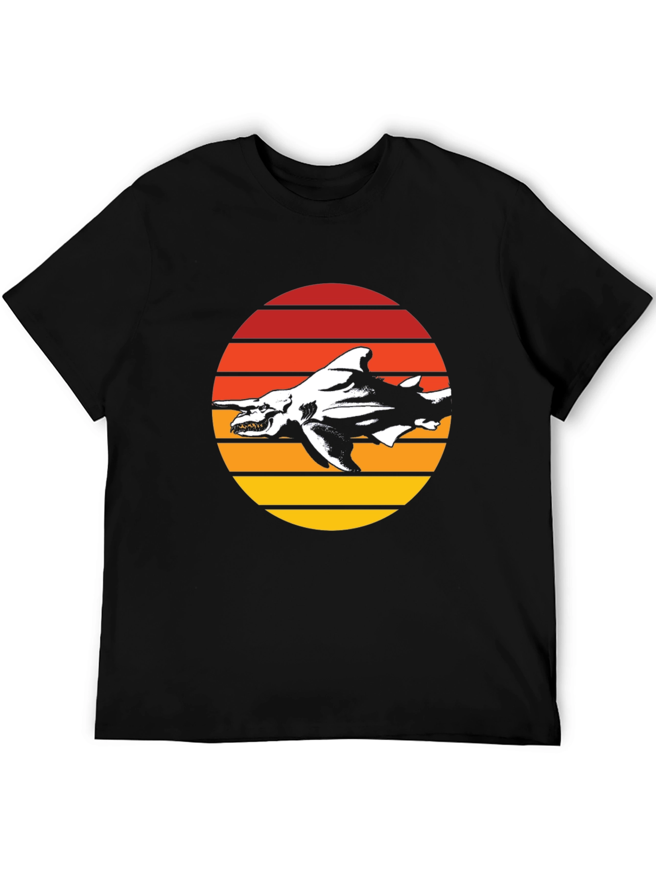 Retro Shark Graphic T-Shirt - Black