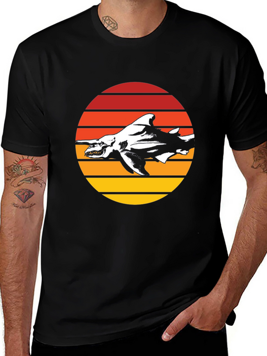Retro Shark Graphic T-Shirt - Black