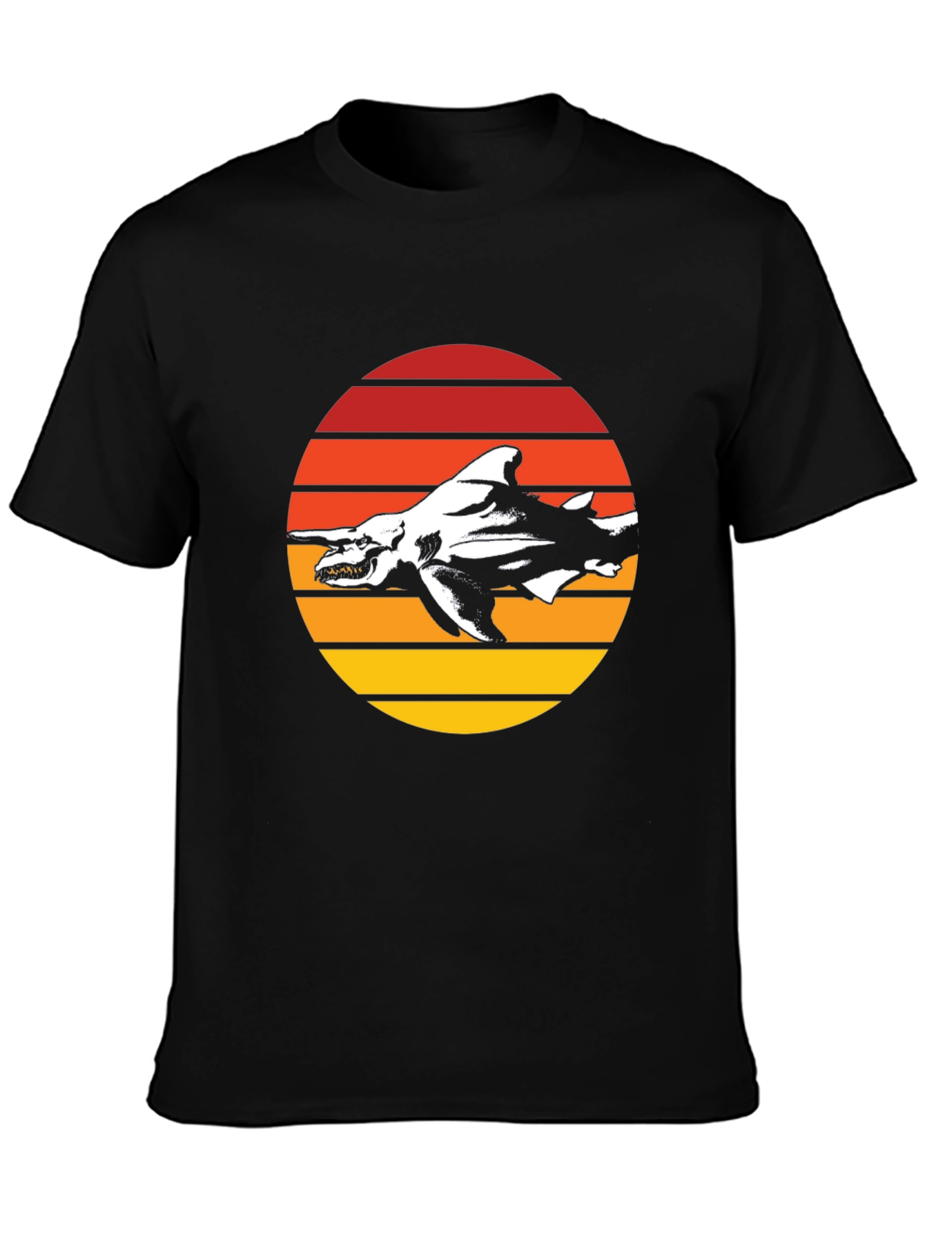 Retro Shark Graphic T-Shirt - Black