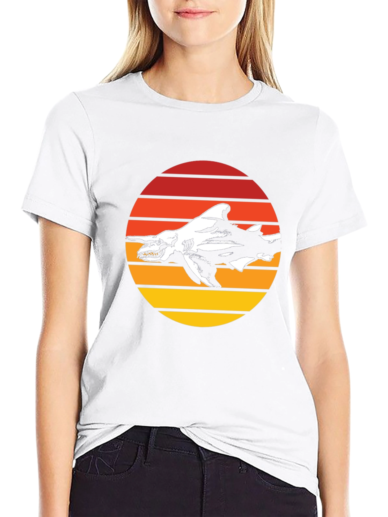 Retro Shark Graphic T-Shirt - Black