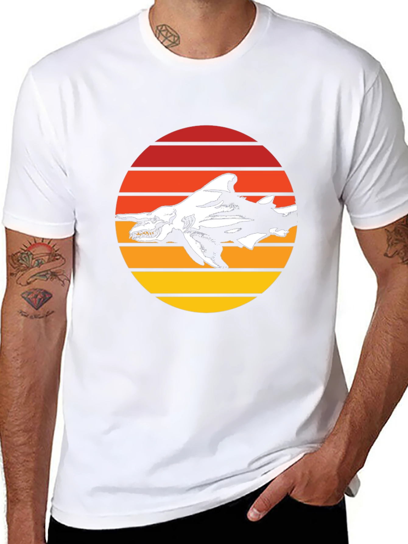 Retro Shark Graphic T-Shirt - Black