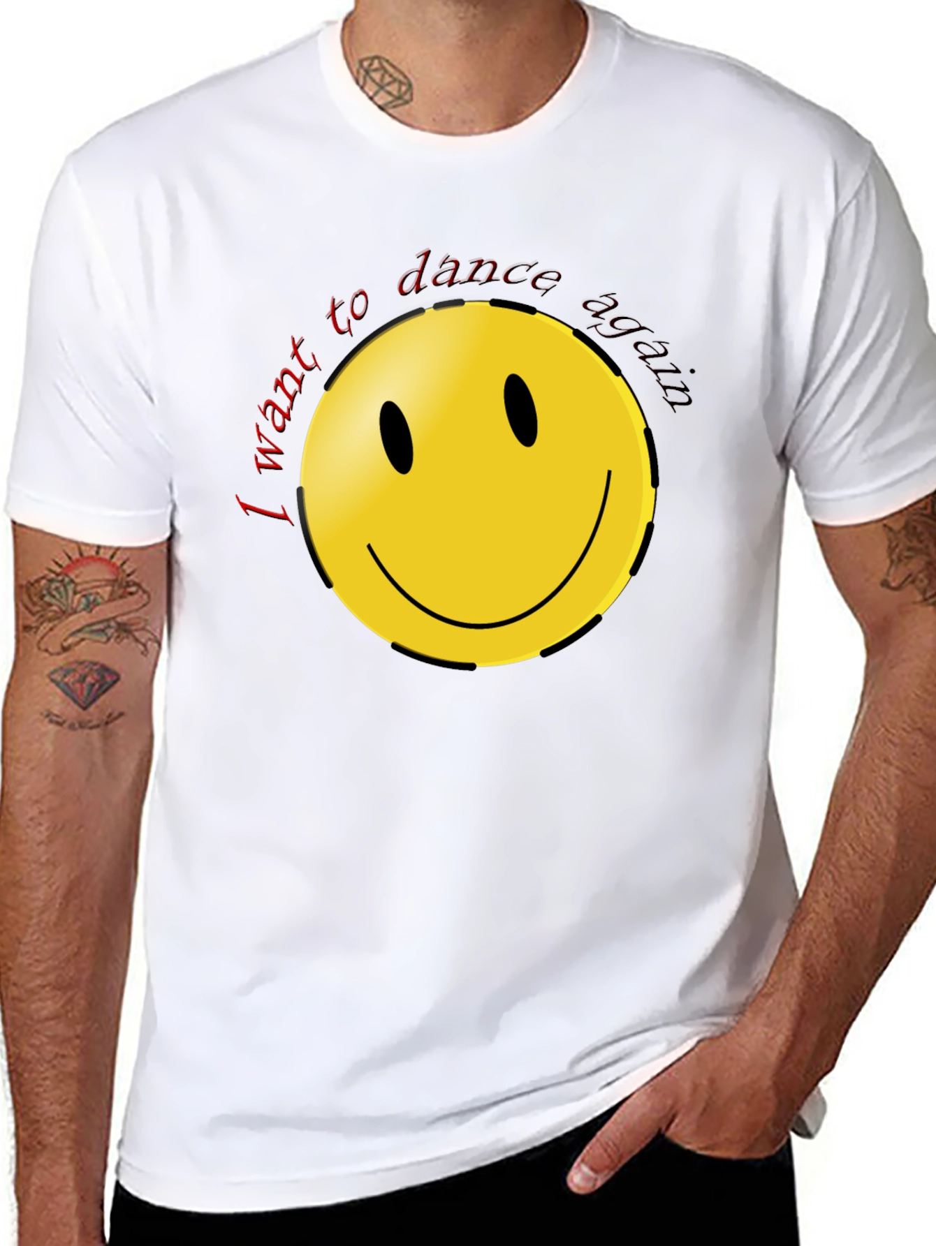 I Want To Dance Again Smiley Face Black T-Shirt
