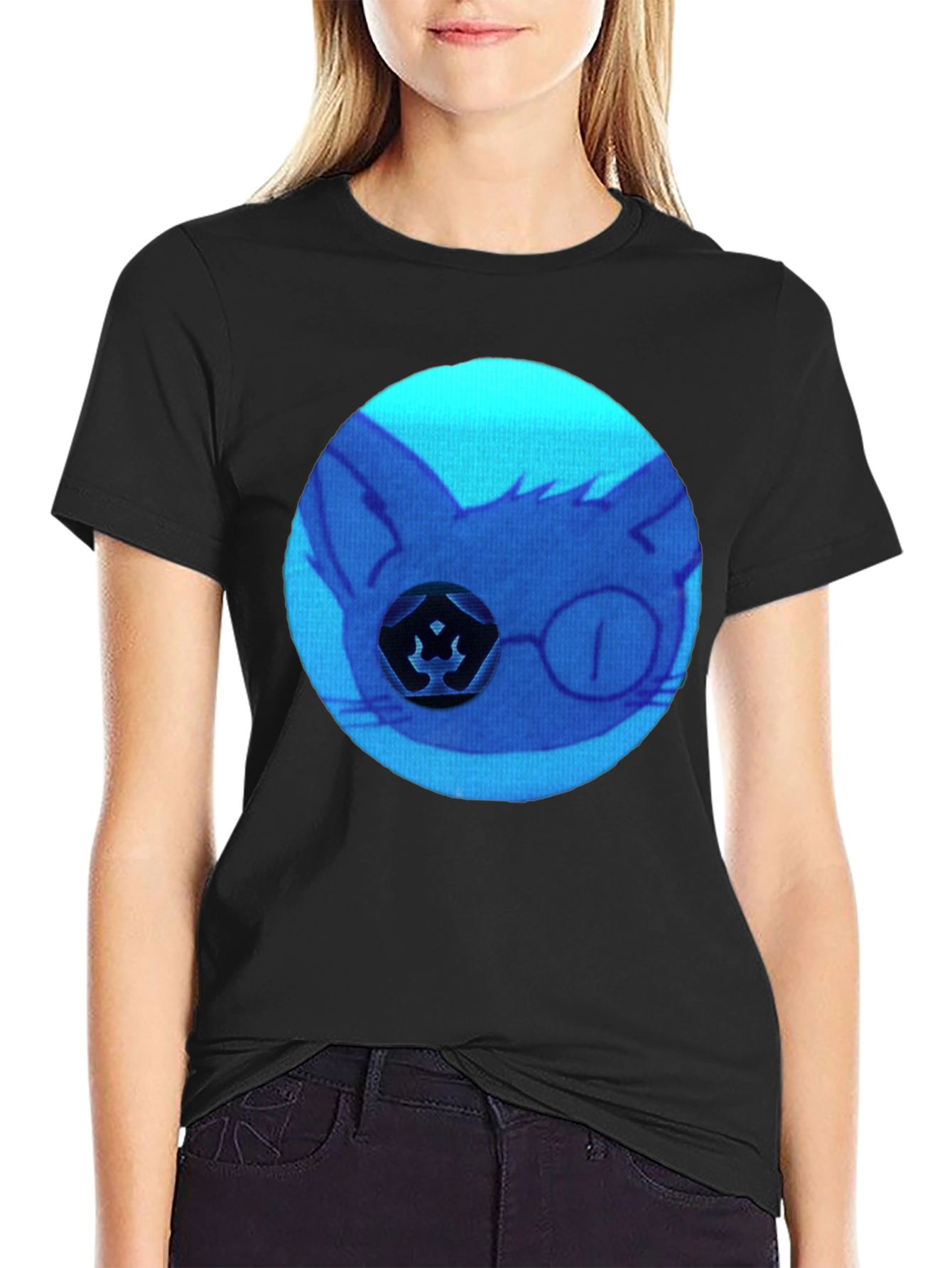 Cool Blue Cat Graphic T-Shirt