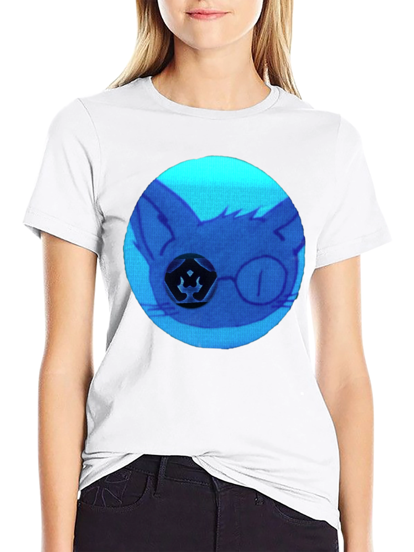 Cool Blue Cat Graphic T-Shirt
