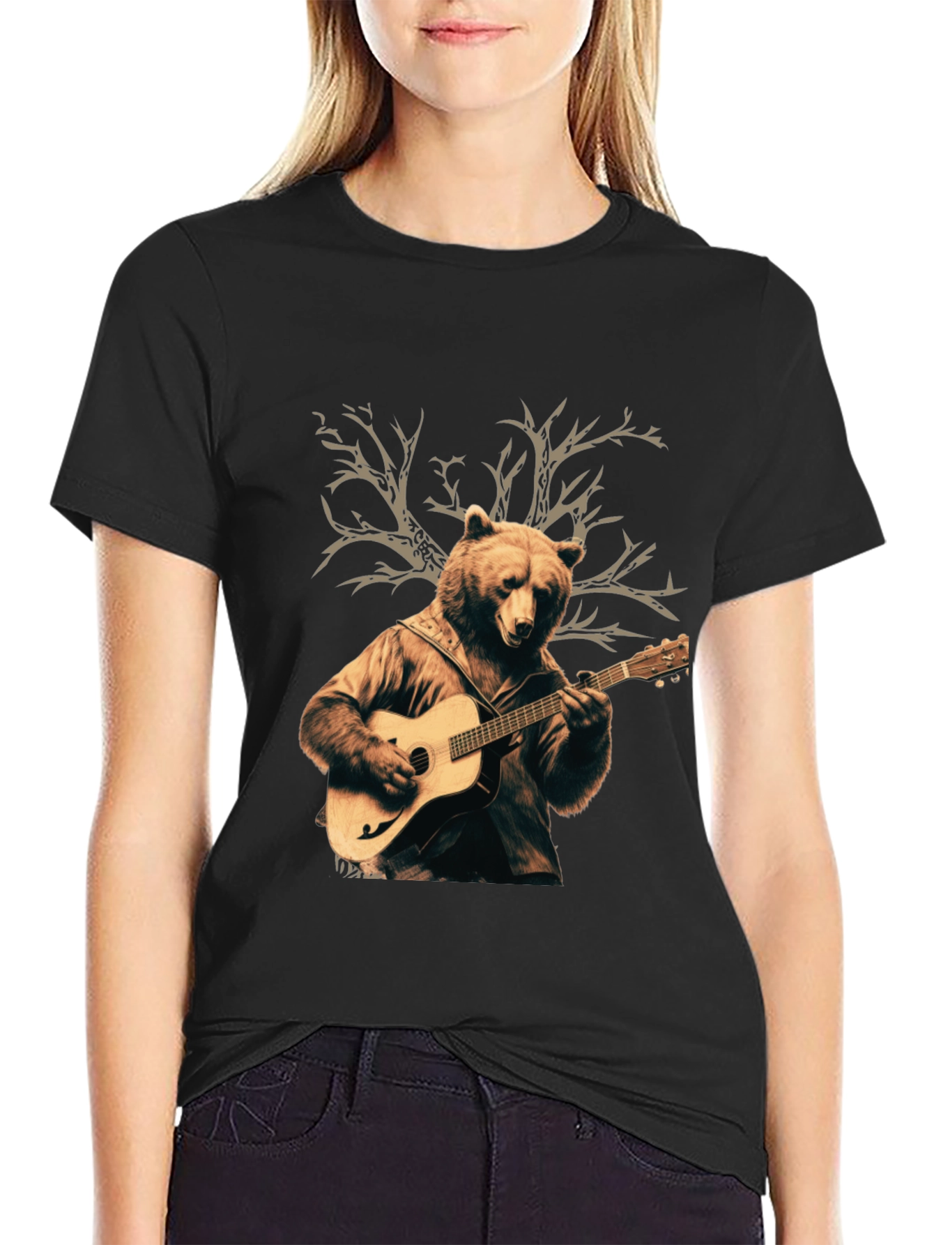 Bear Playing Guitar Graphic Tee