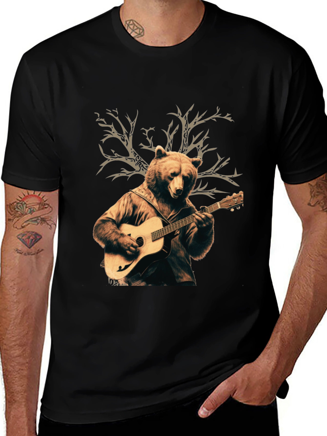 Bear Playing Guitar Graphic Tee