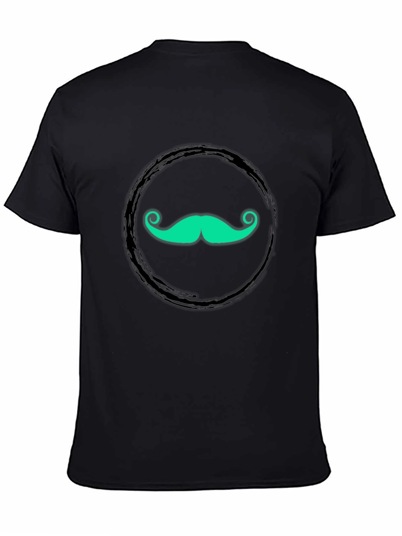 Funky Mustache Graphic Tee - Black Cotton T-Shirt