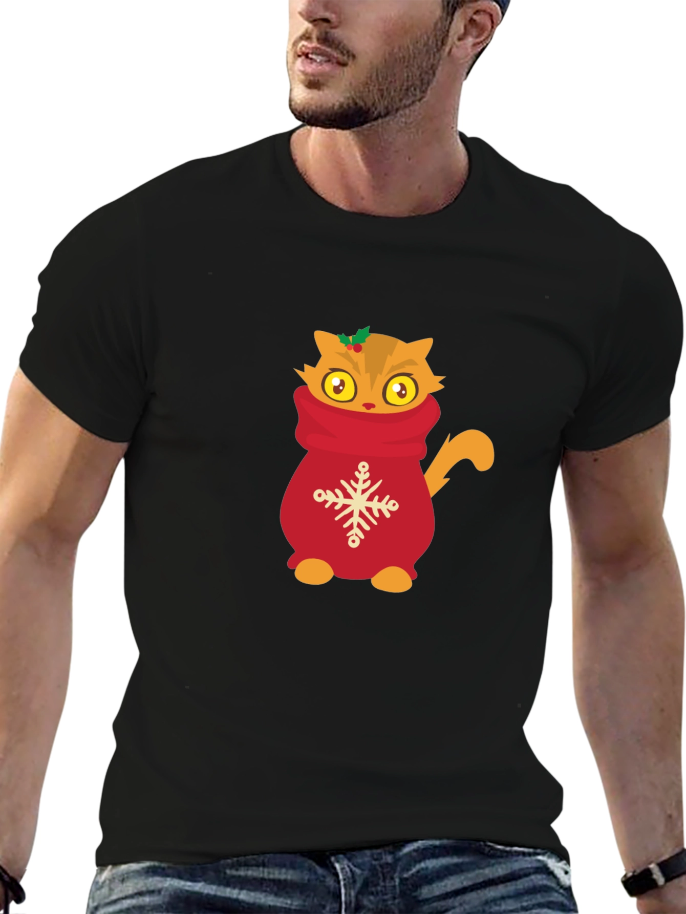 Cute Cat in Sweater Graphic T-Shirt
