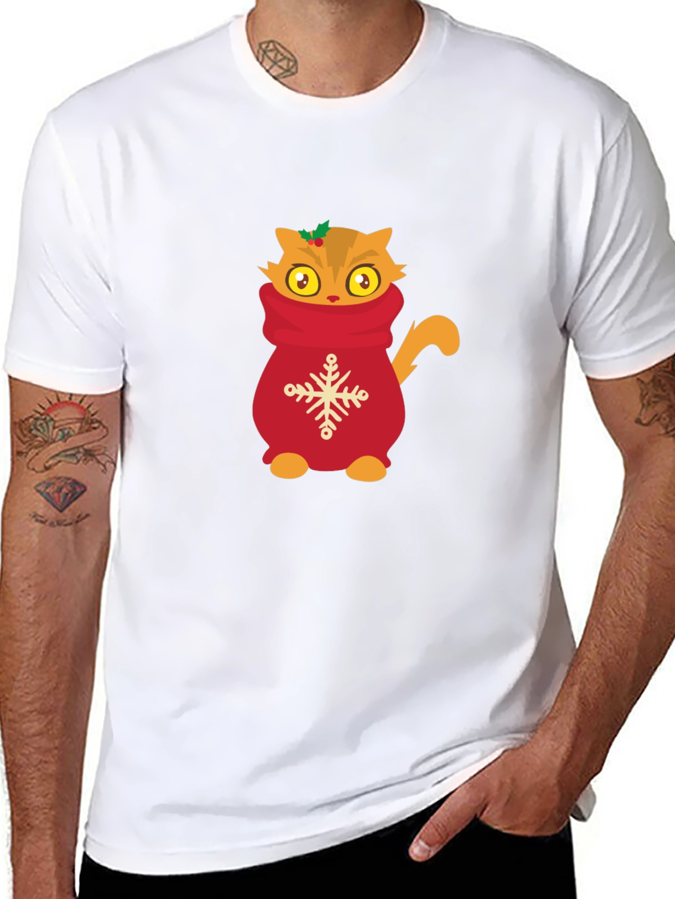 Cute Cat in Sweater Graphic T-Shirt