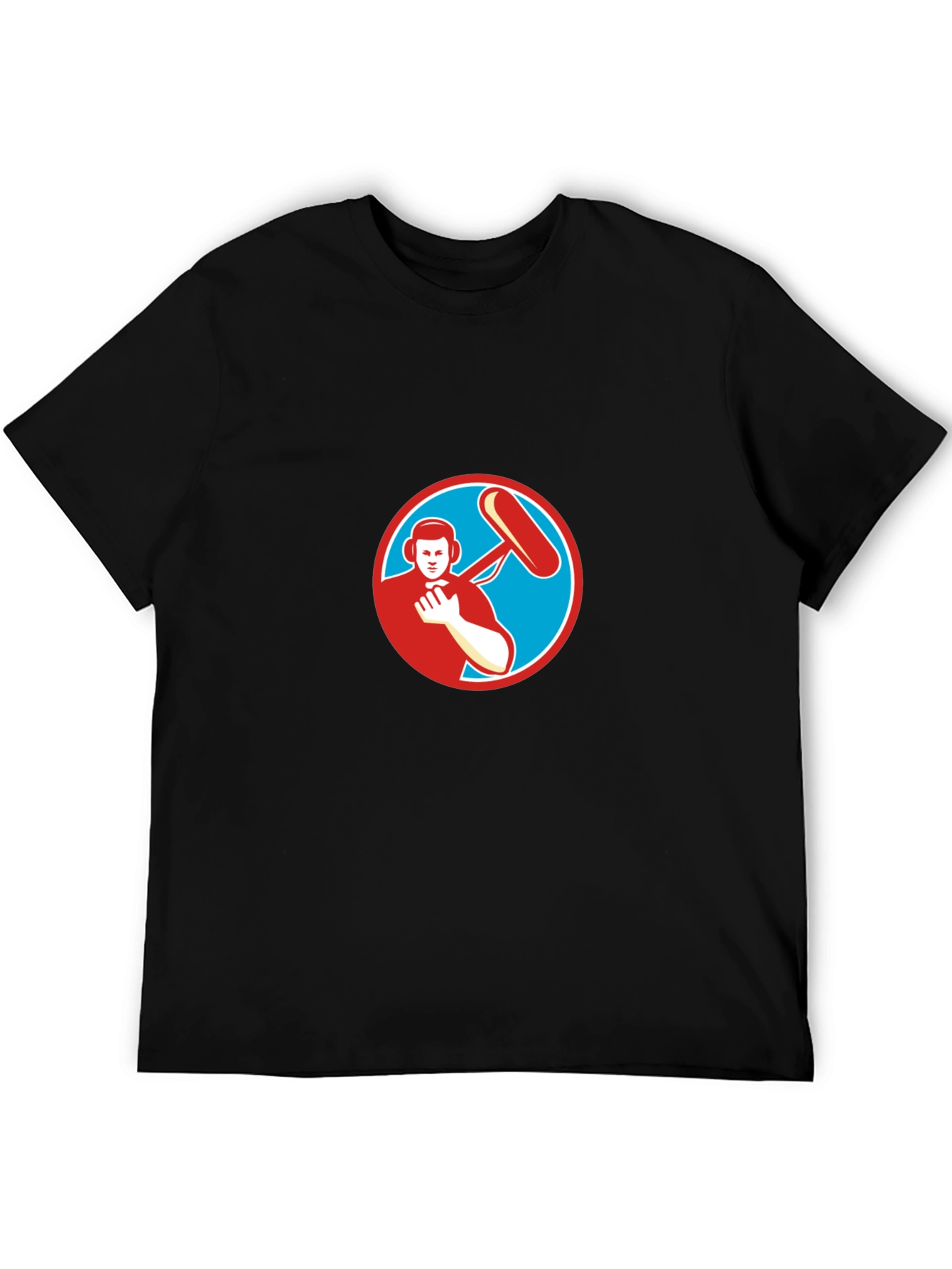 Black T-Shirt with Soundman Circle Graphic
