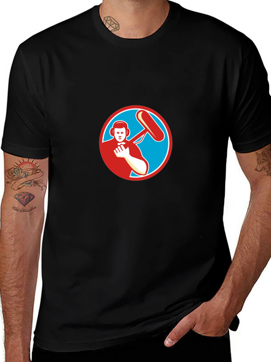 Black T-Shirt with Soundman Circle Graphic