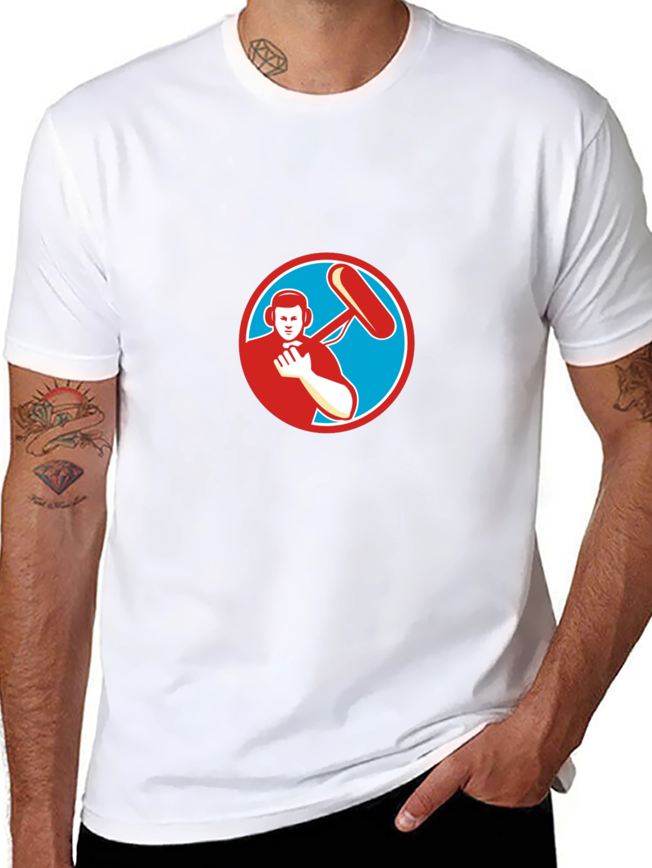 Black T-Shirt with Soundman Circle Graphic