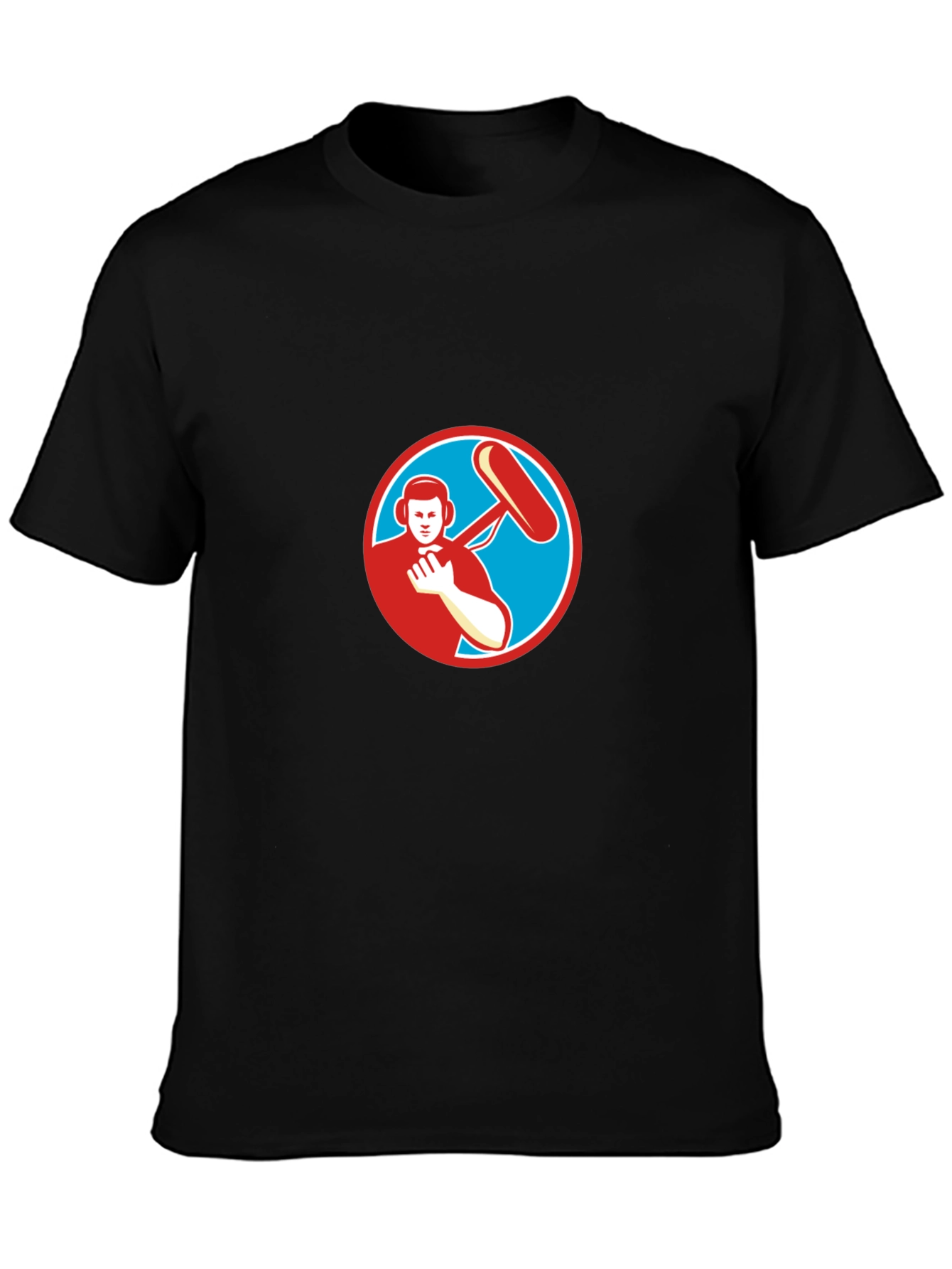 Black T-Shirt with Soundman Circle Graphic