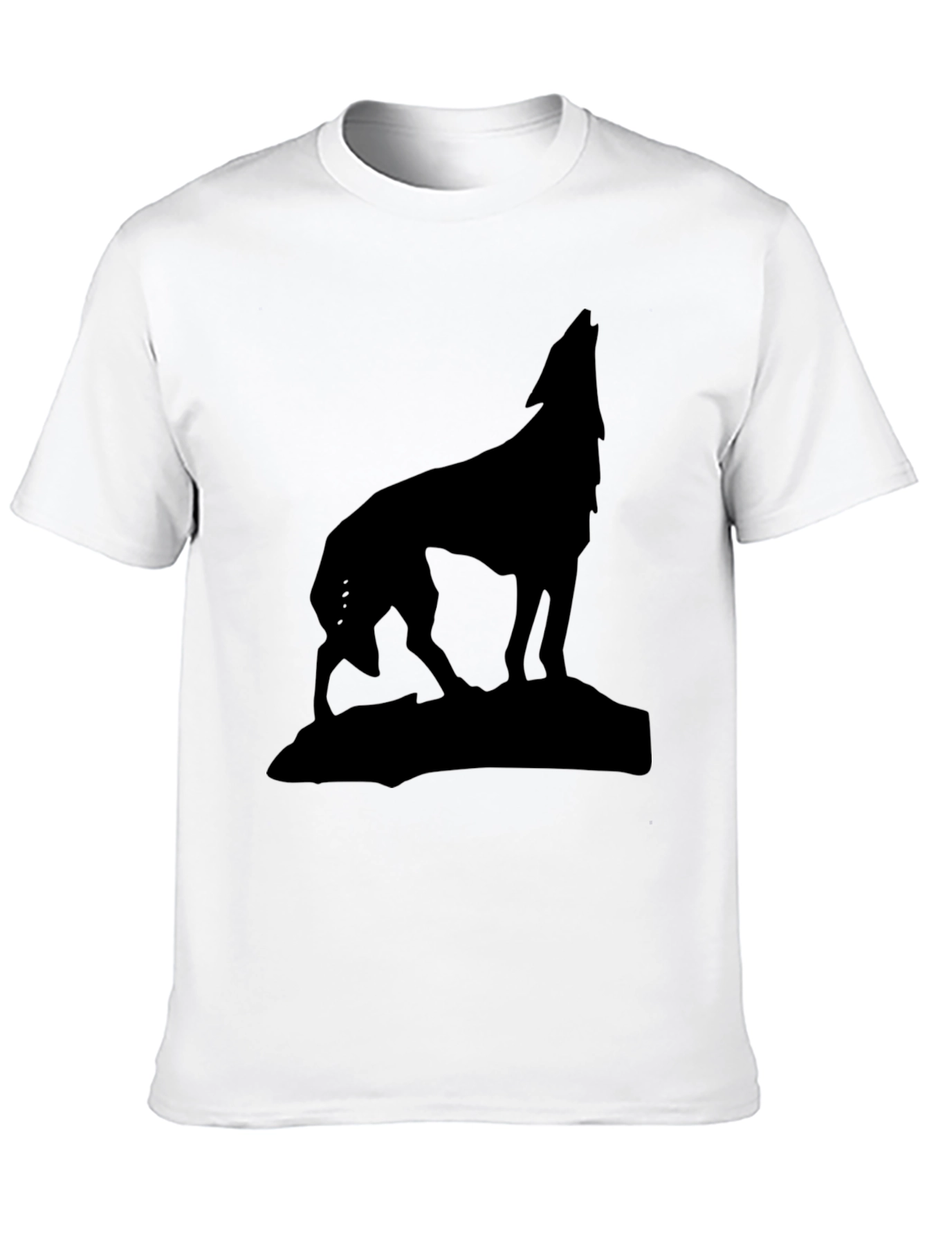 Wolf Howling Silhouette Black T-Shirt