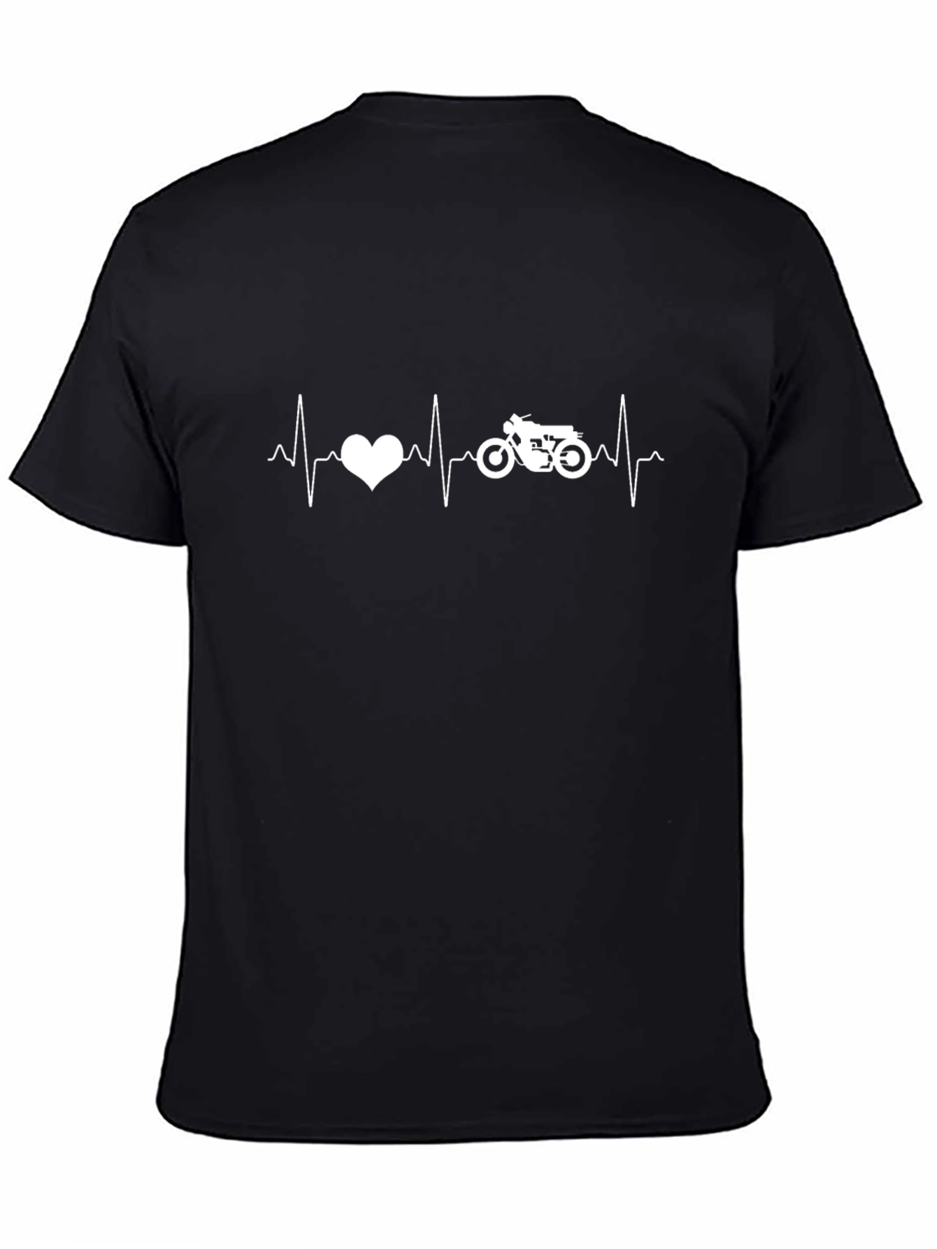 Motorcycle Heartbeat Graphic Tee - Black