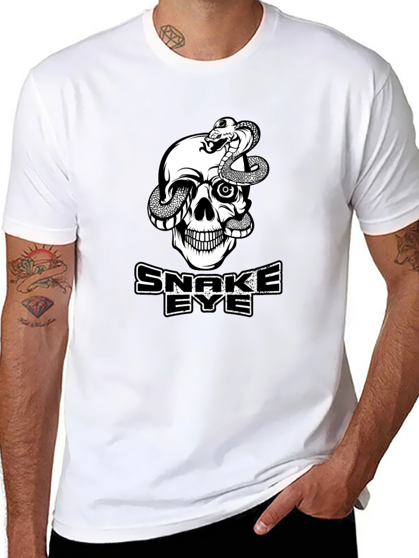 Snake Eye Skull Graphic T-Shirt - Cool Black Tee