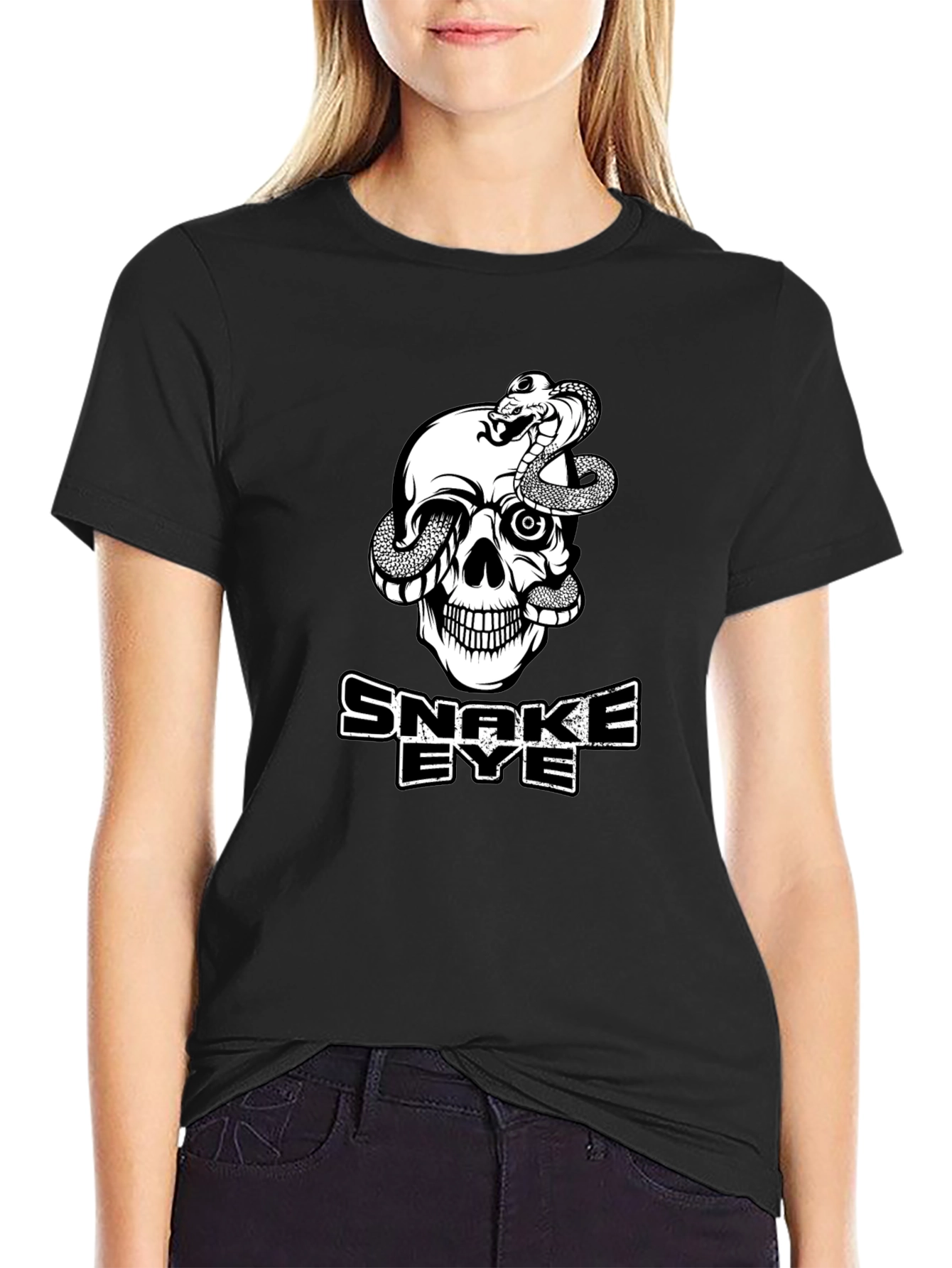 Snake Eye Skull Graphic T-Shirt - Cool Black Tee