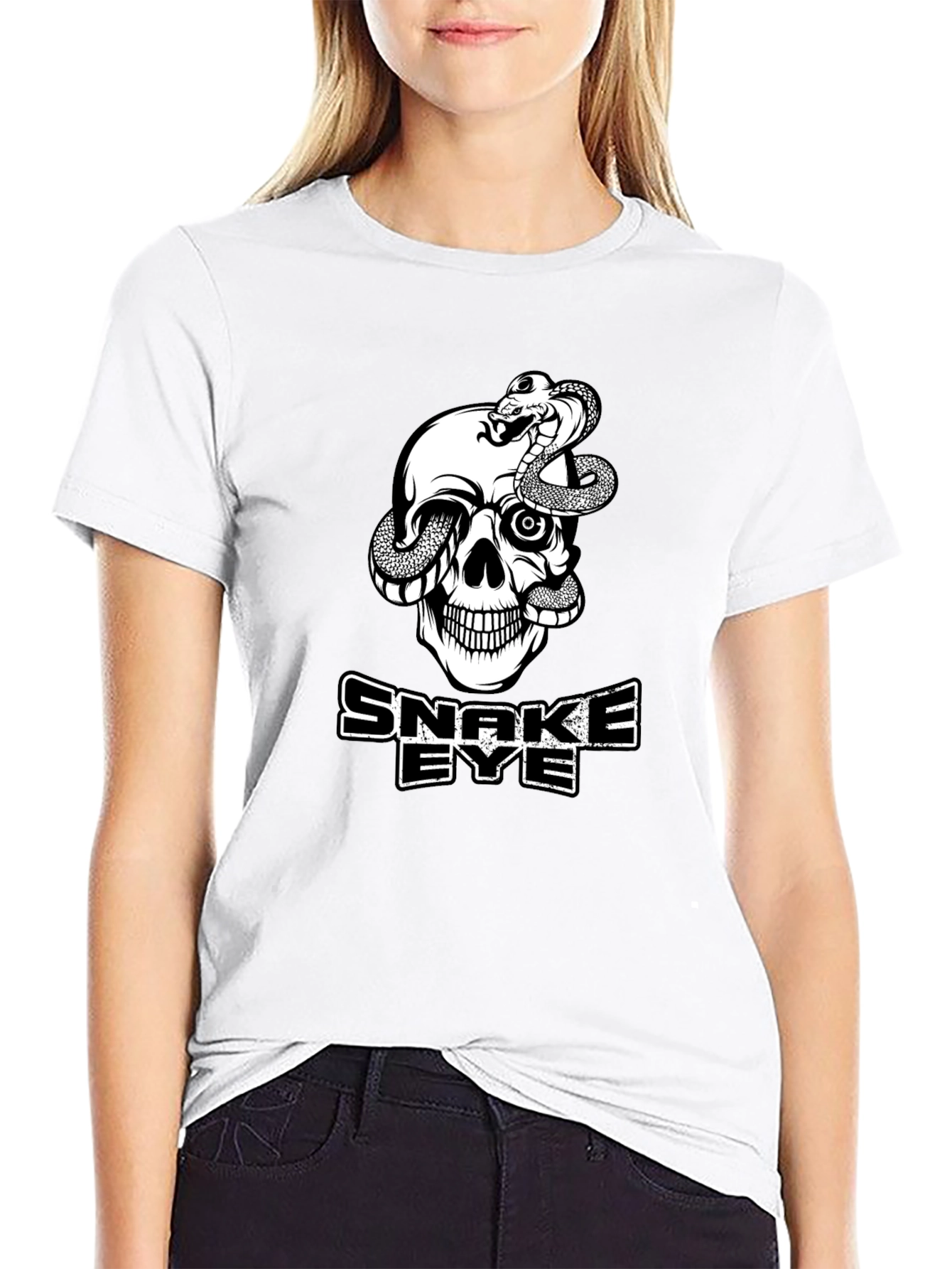 Snake Eye Skull Graphic T-Shirt - Cool Black Tee