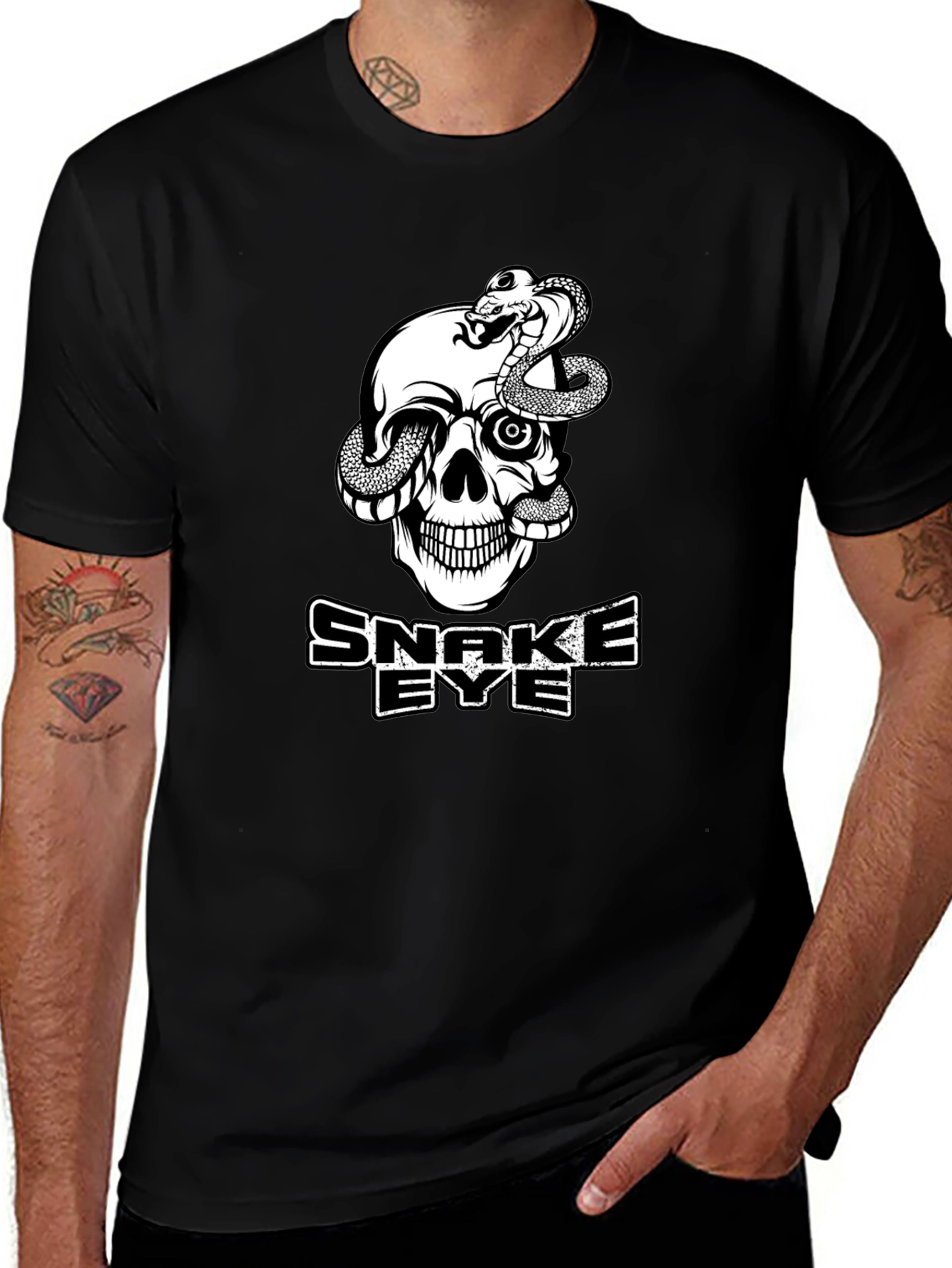 Snake Eye Skull Graphic T-Shirt - Cool Black Tee