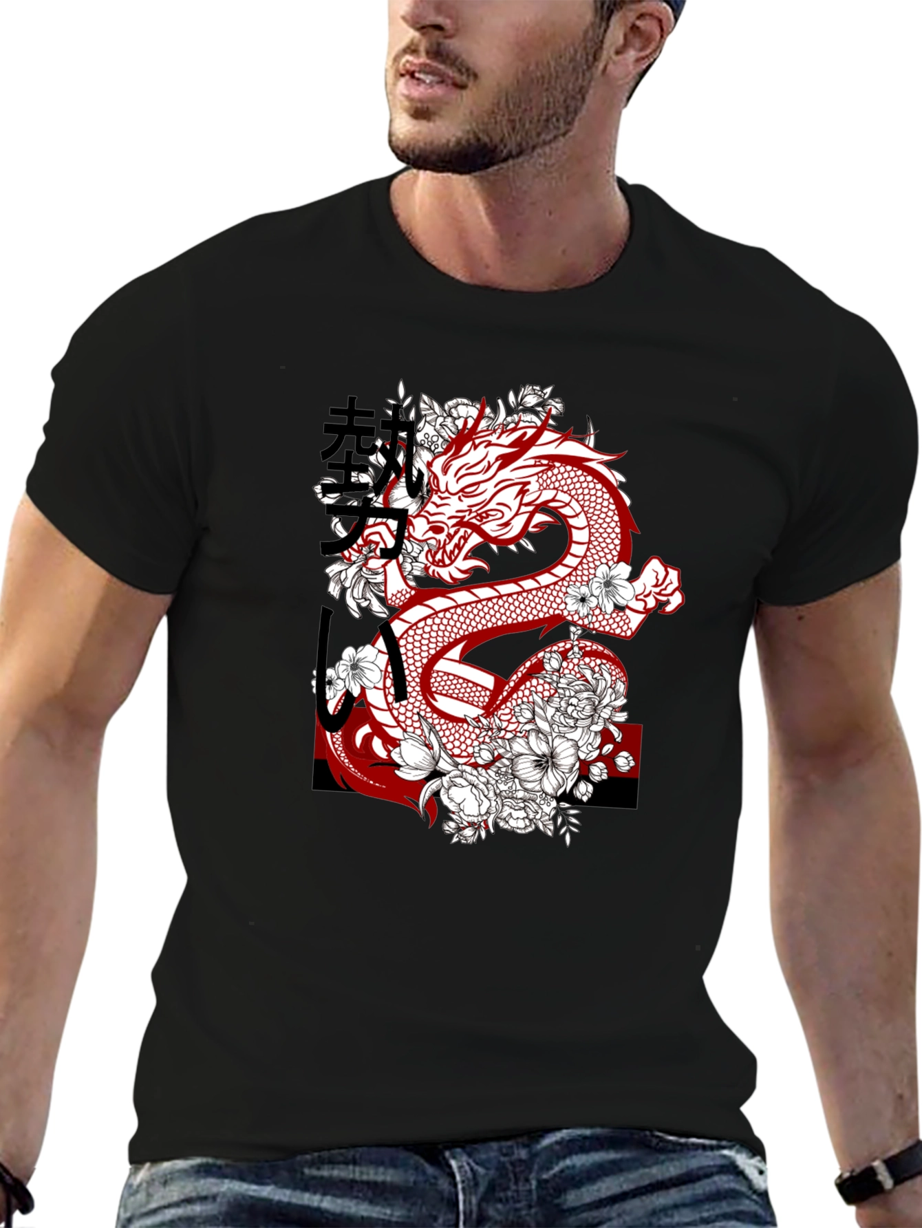 Dragon & Floral Graphic Tee - Urban Style