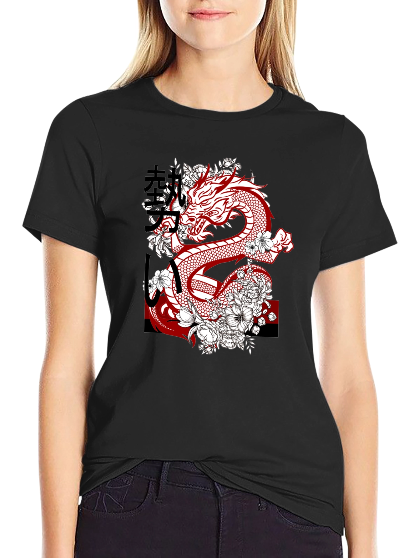 Dragon & Floral Graphic Tee - Urban Style