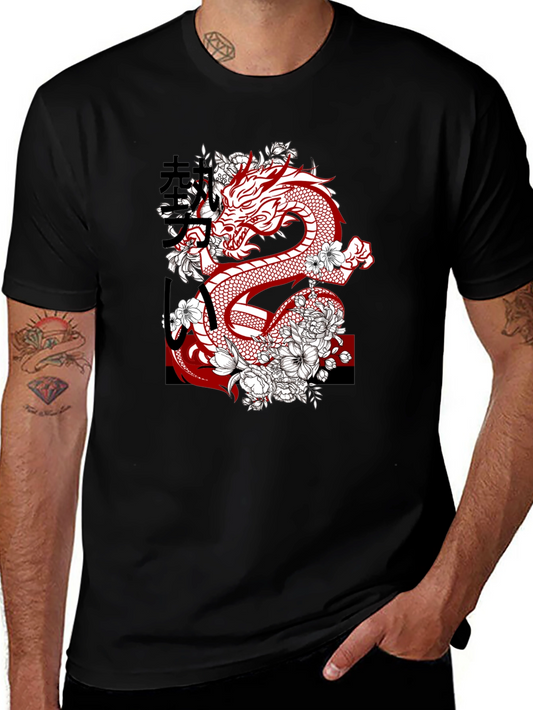 Dragon & Floral Graphic Tee - Urban Style