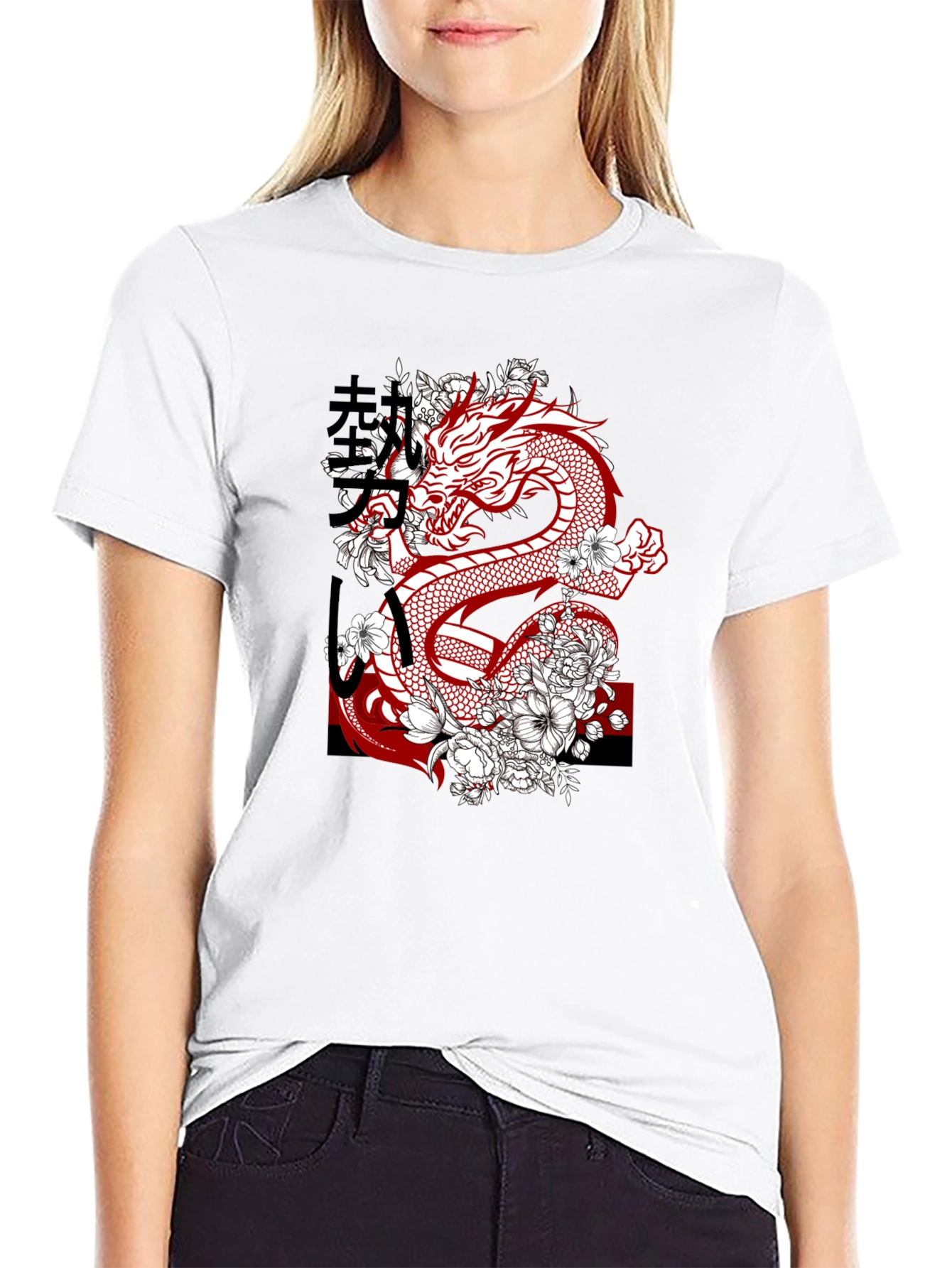 Dragon & Floral Graphic Tee - Urban Style