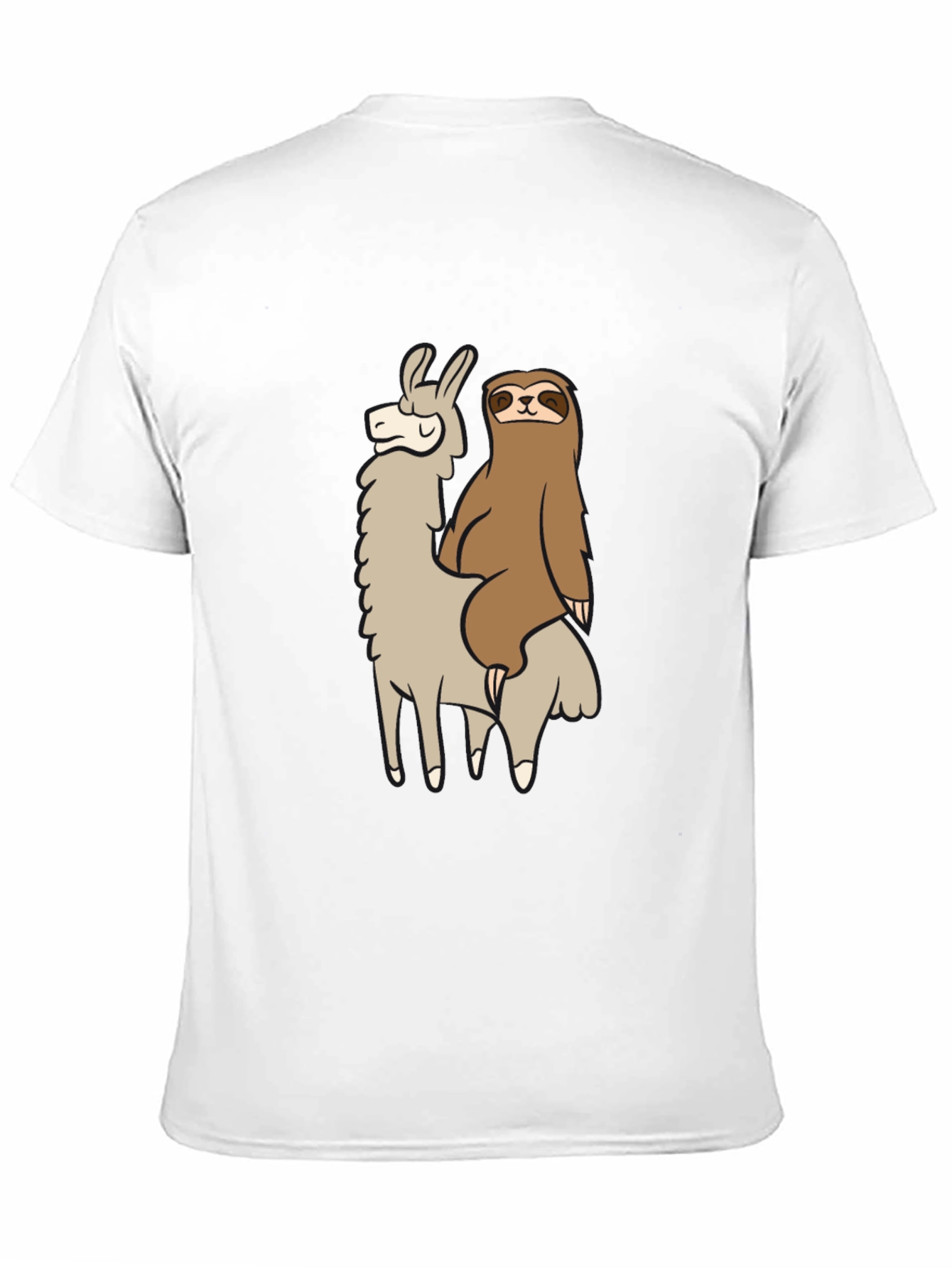 Llama and Sloth Black T-Shirt