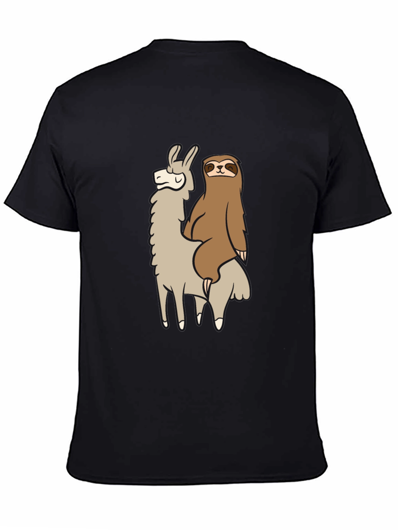 Llama and Sloth Black T-Shirt