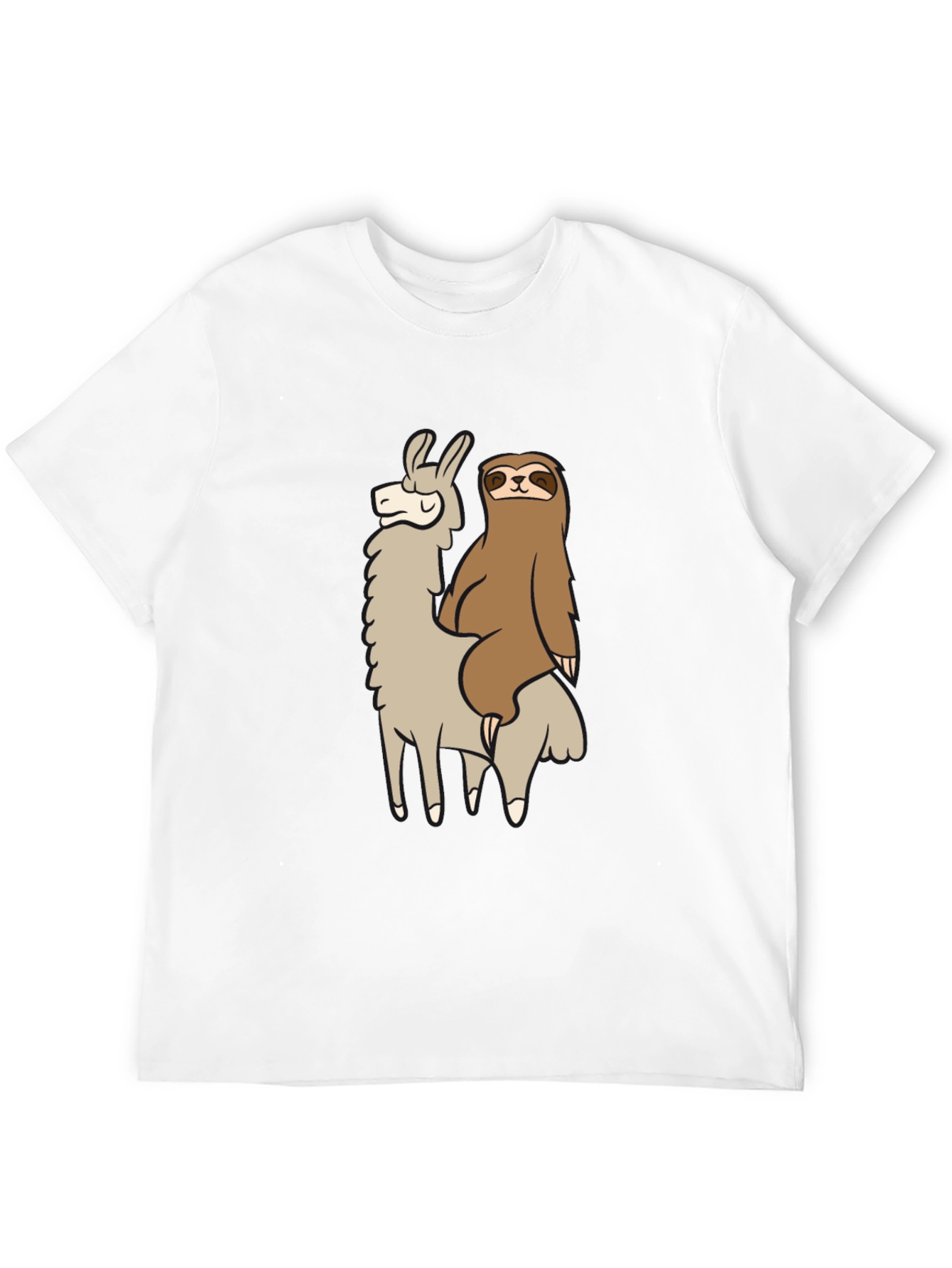 Llama and Sloth Black T-Shirt