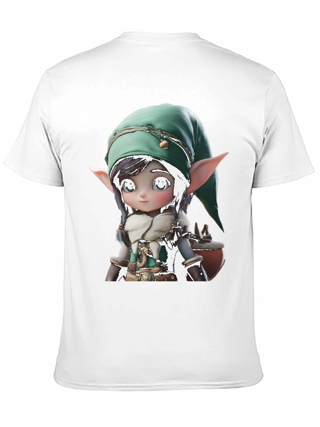 Cute Elf Graphic Tee - Black Cotton Blend