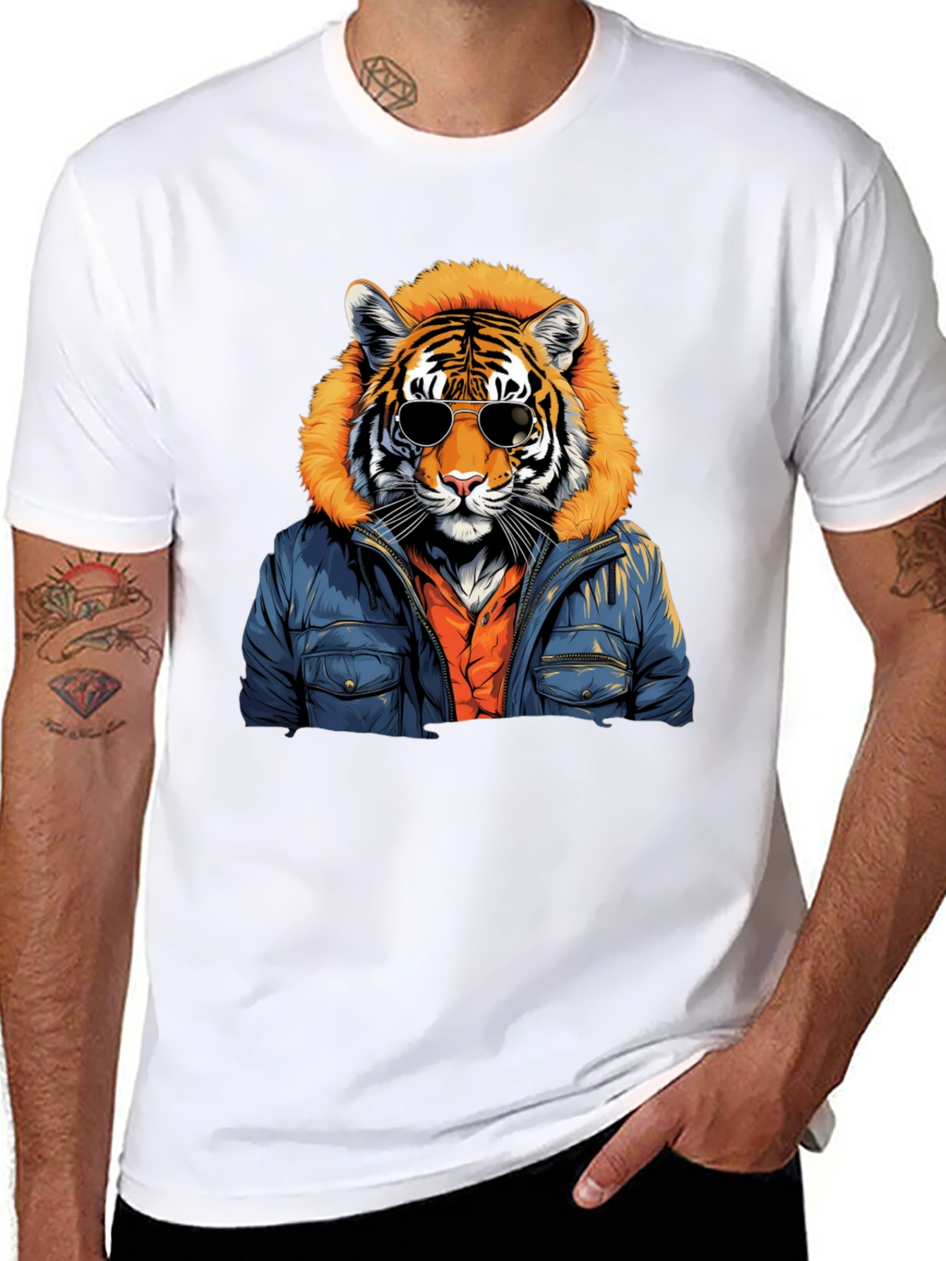 Cool Tiger Graphic Tee - Black Cotton T-Shirt