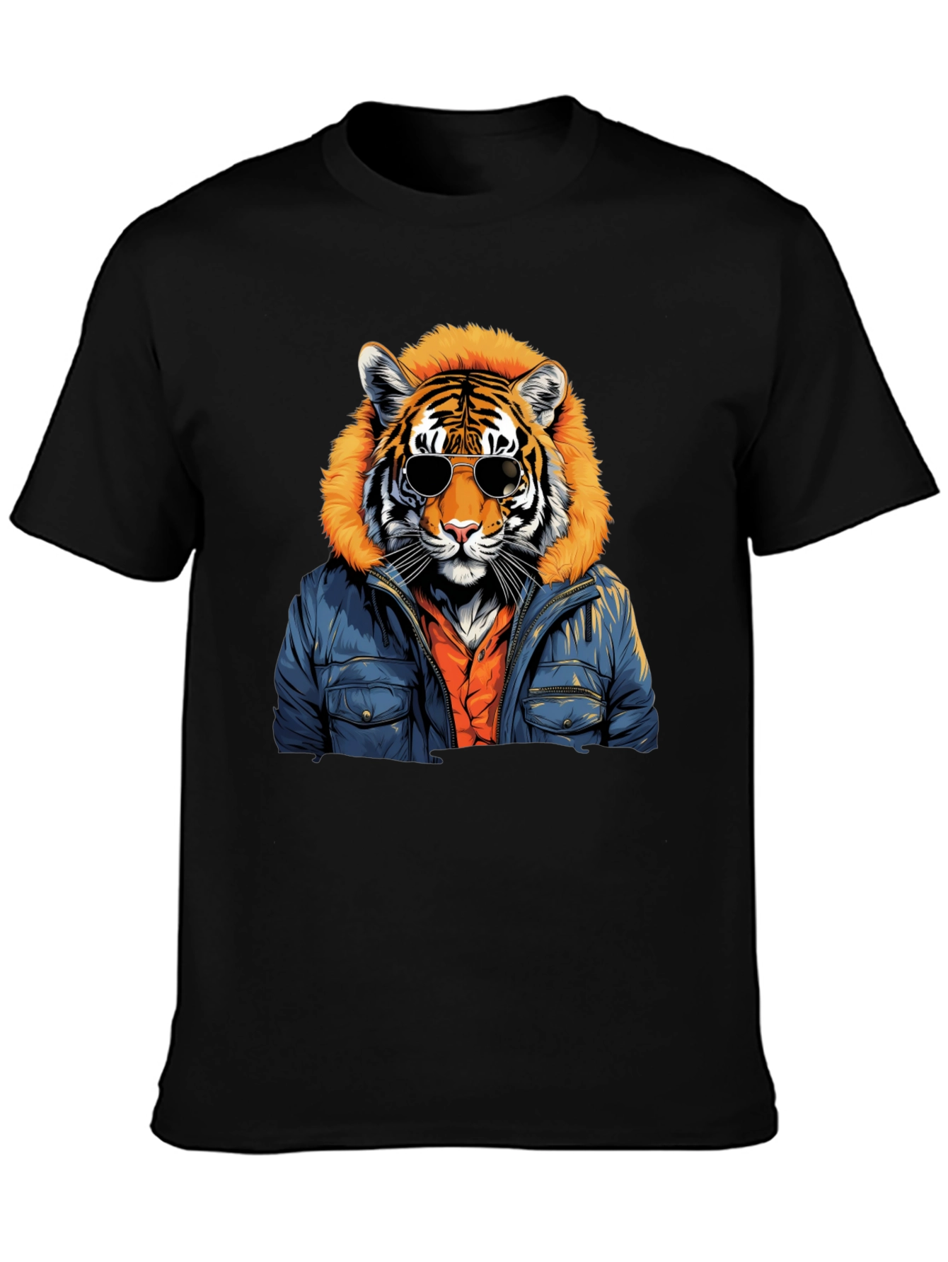 Cool Tiger Graphic Tee - Black Cotton T-Shirt