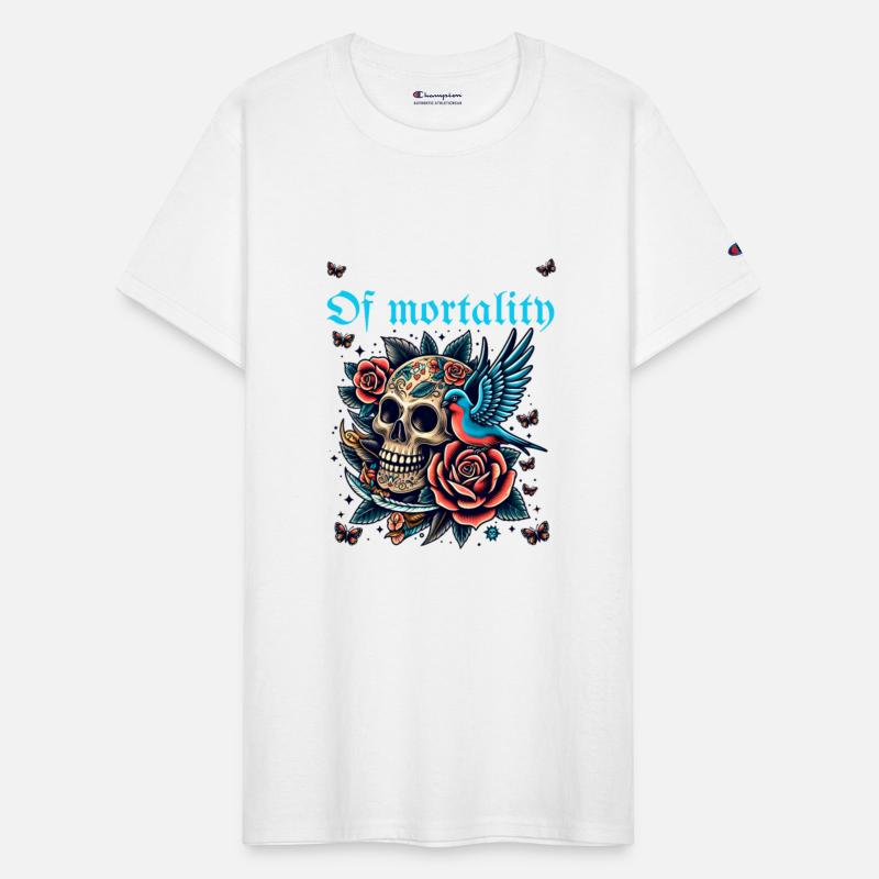 Whispers of mortality where skulls meet roses and