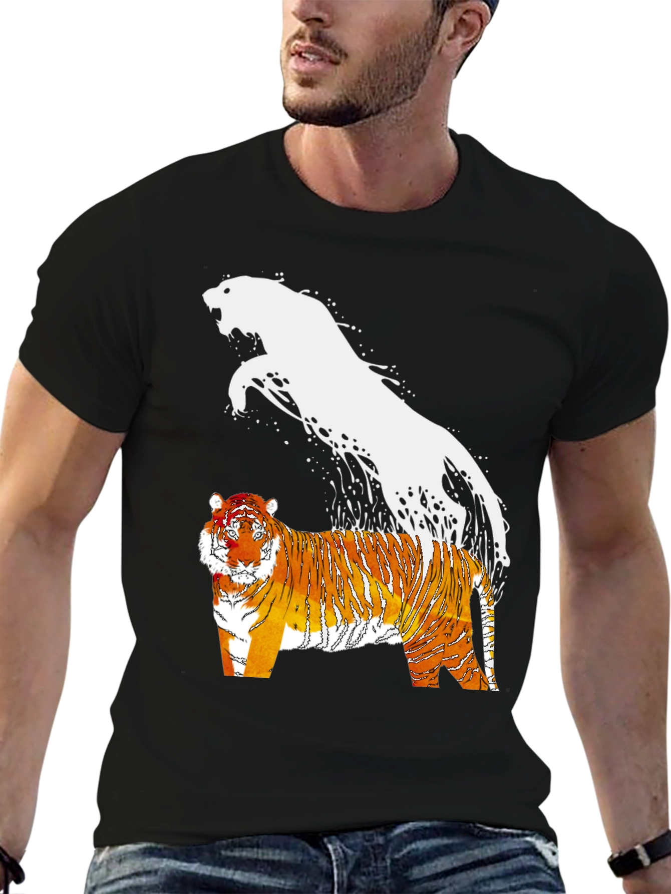 Tiger Spirit Graphic Tee - Black