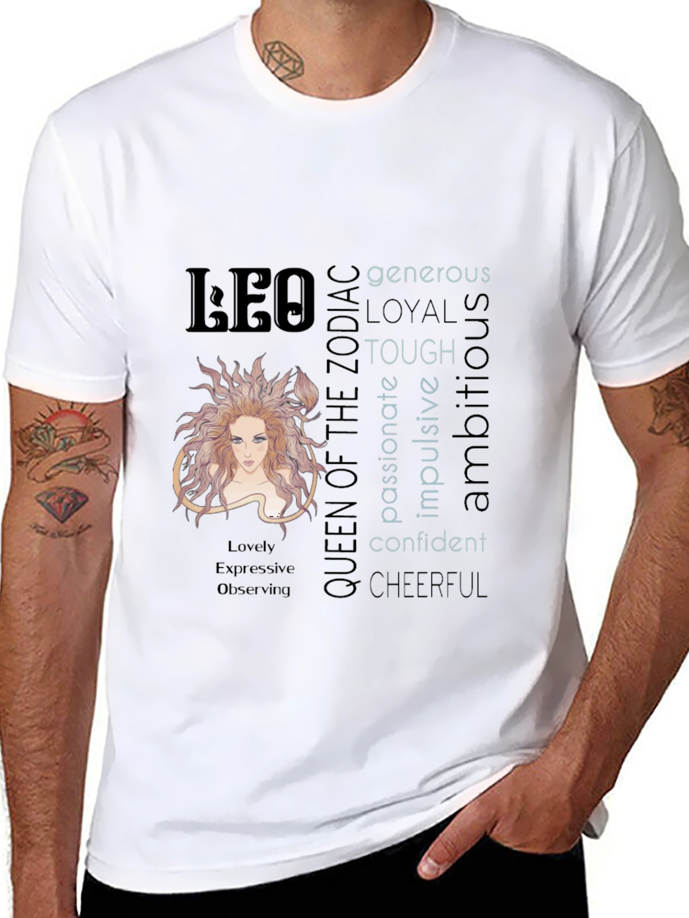 Leo Zodiac Queen T-Shirt - Generous Loyal & Tough