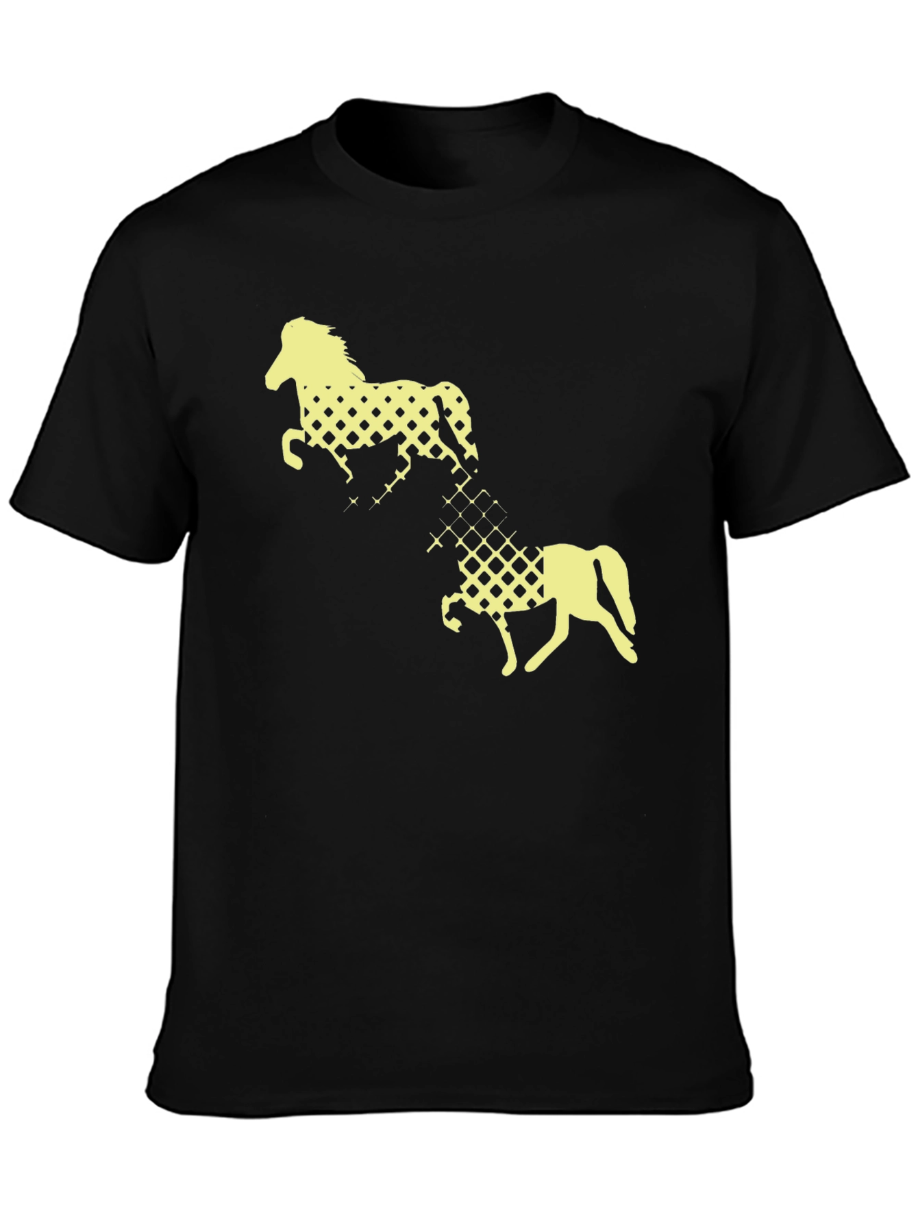 Black T-Shirt with Horse Silhouette Design