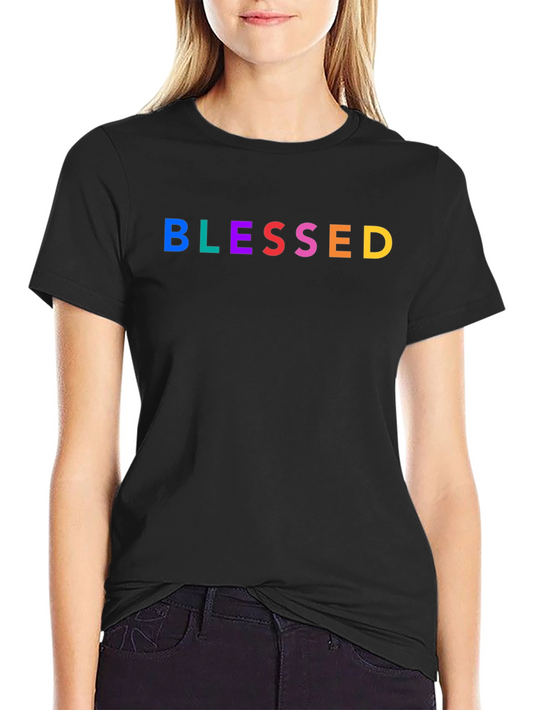 Blessed Rainbow Graphic Tee - Black