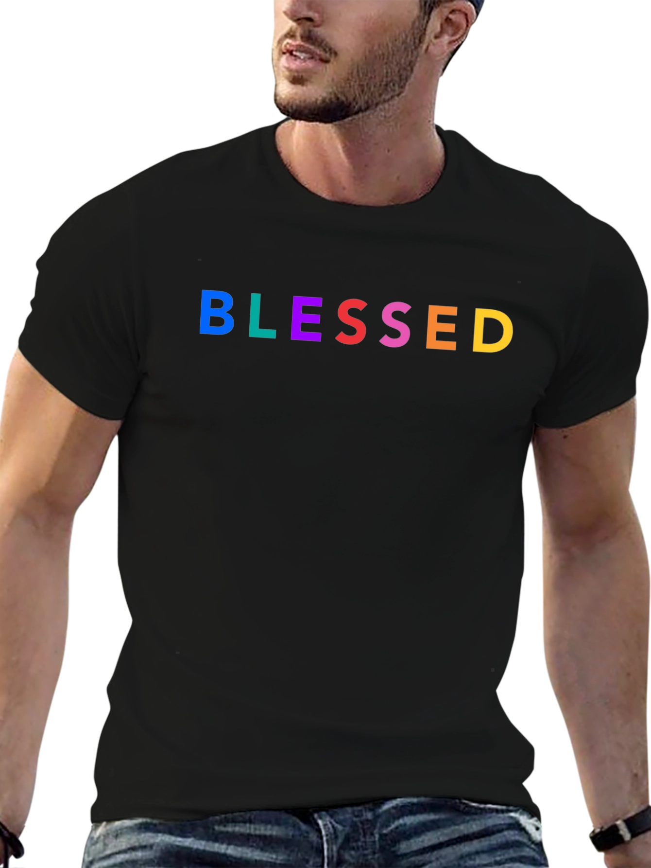 Blessed Rainbow Graphic Tee - Black