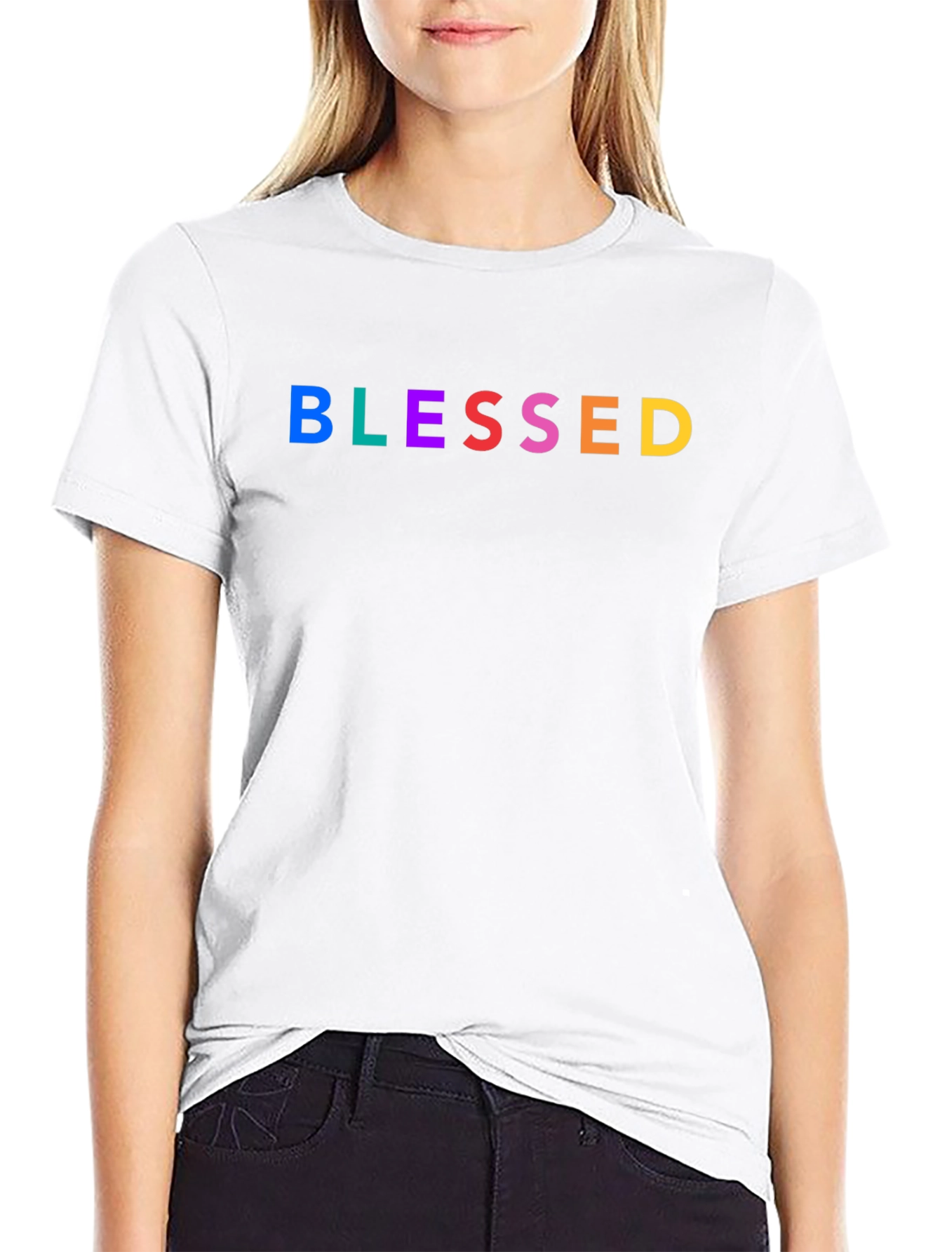 Blessed Rainbow Graphic Tee - Black