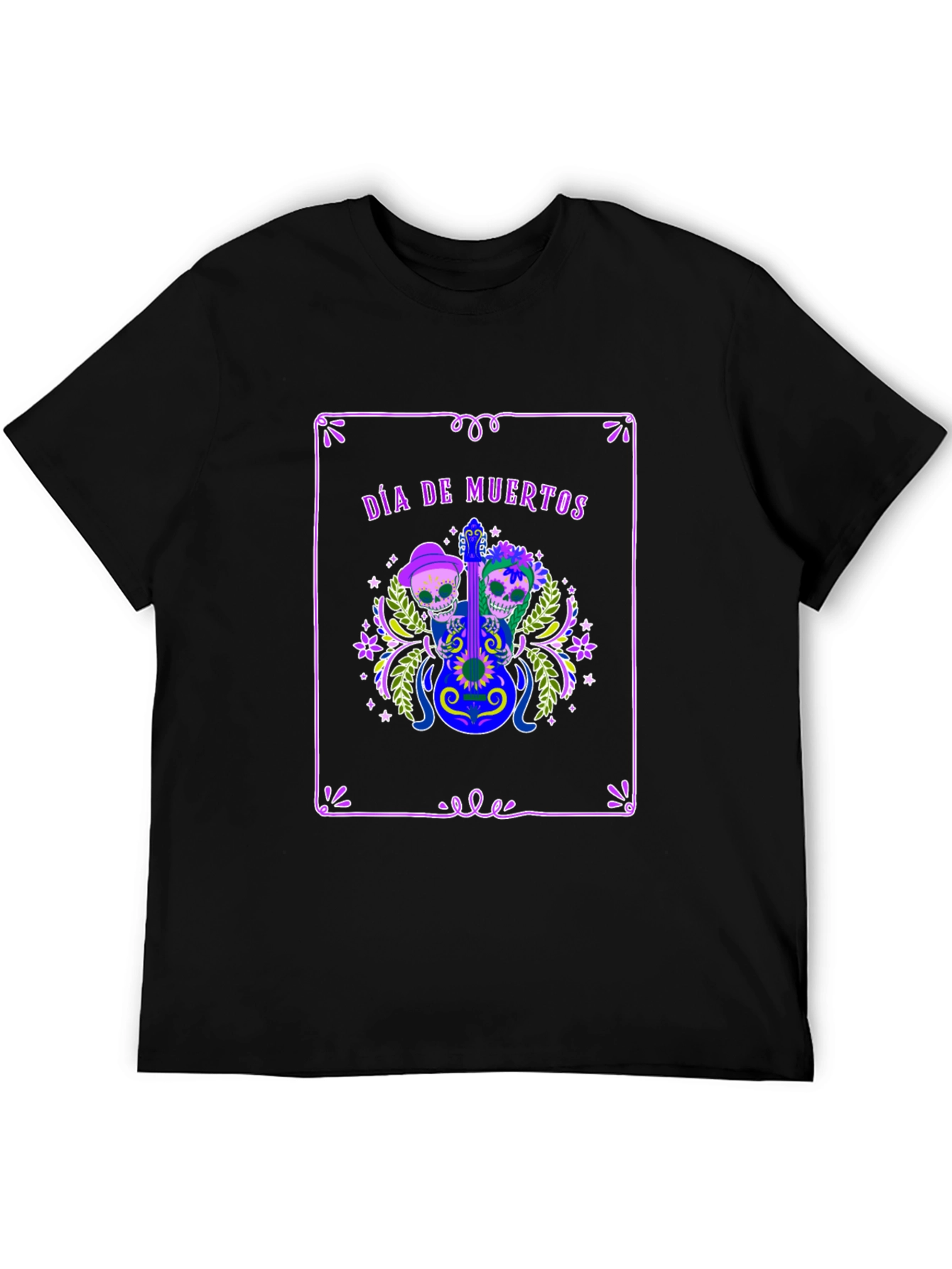 Día de Muertos T-Shirt - Skull Guitar Graphic Tee
