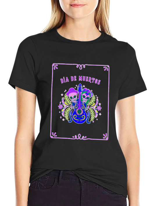 Día de Muertos T-Shirt - Skull Guitar Graphic Tee